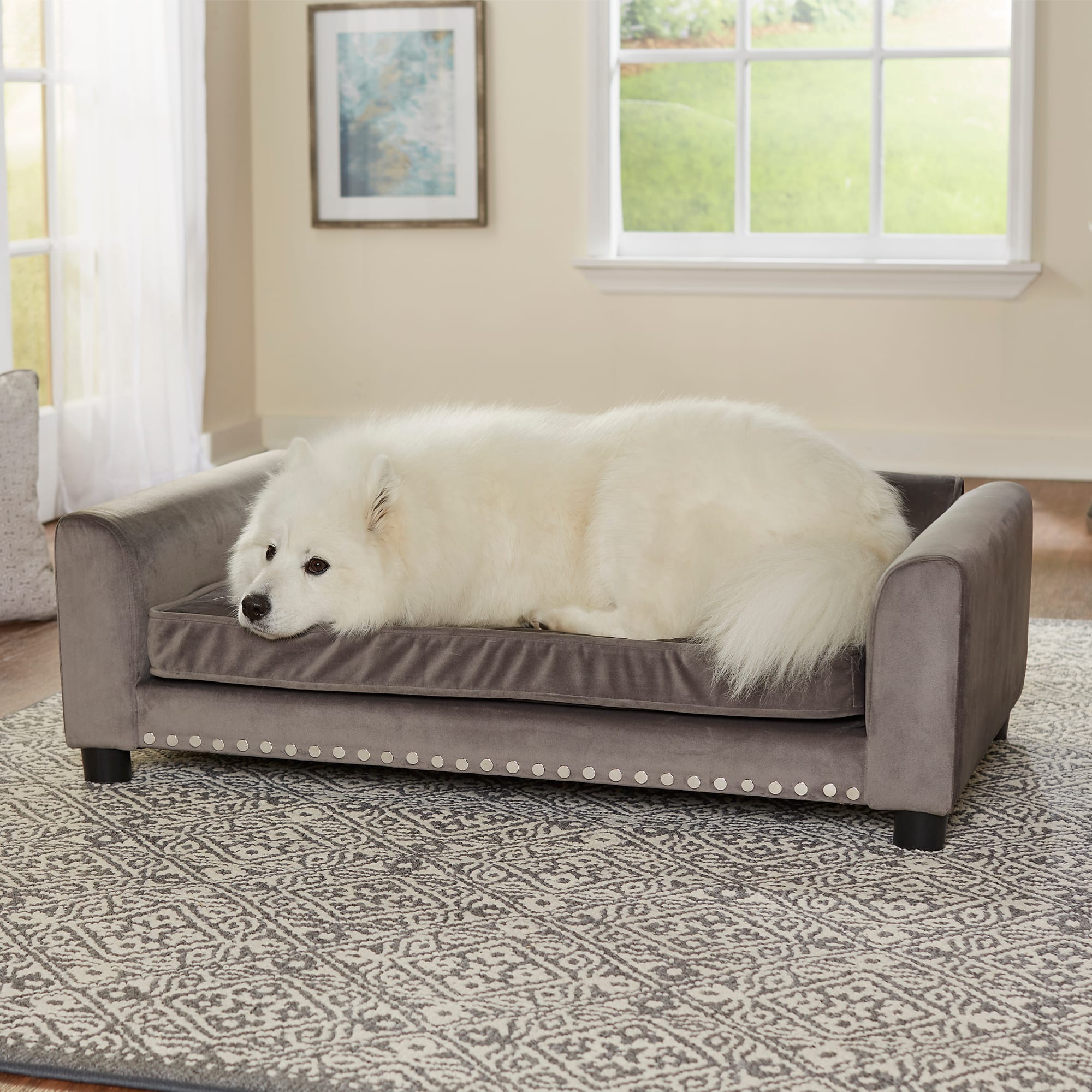 Enchanted Home Pet Gray Luna Pet Sofa, 41.75 L X 26.5 W