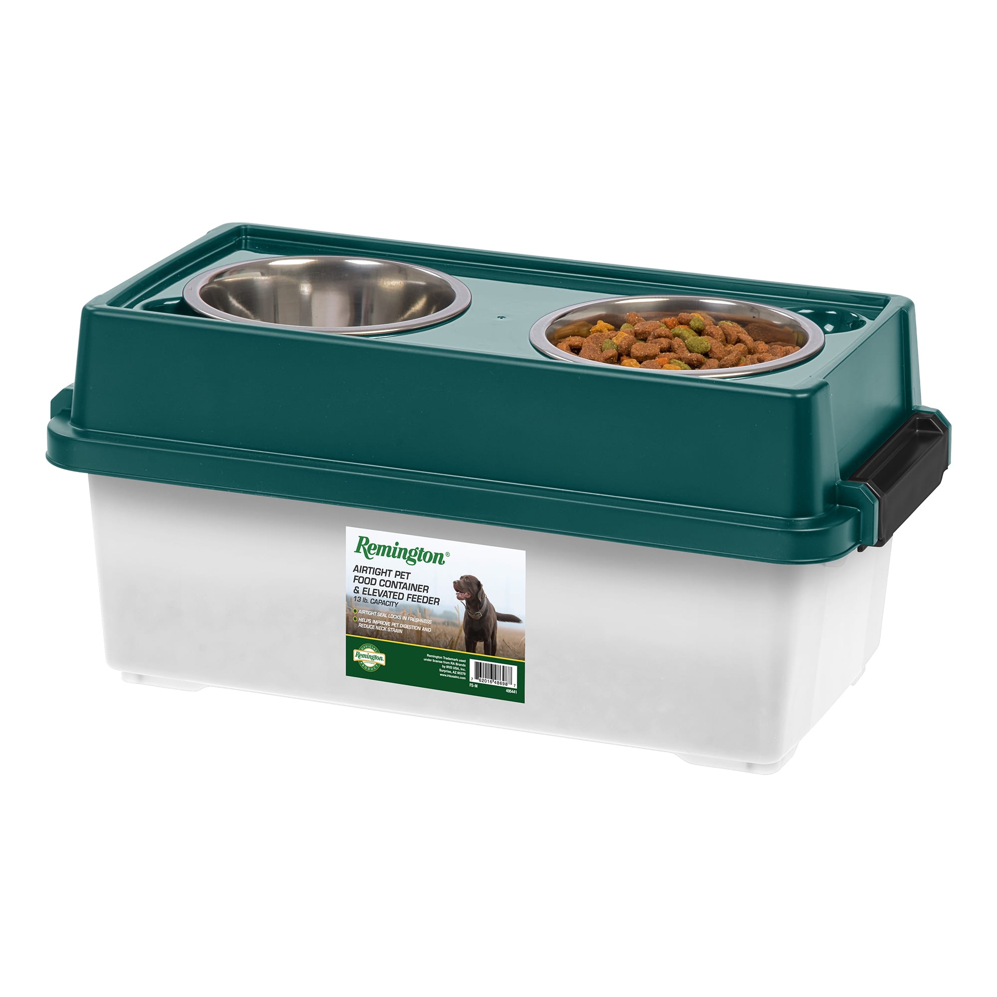 Iris Remington Double Diner Elevated Feeder with Food Storage for Dogs 13 lbs