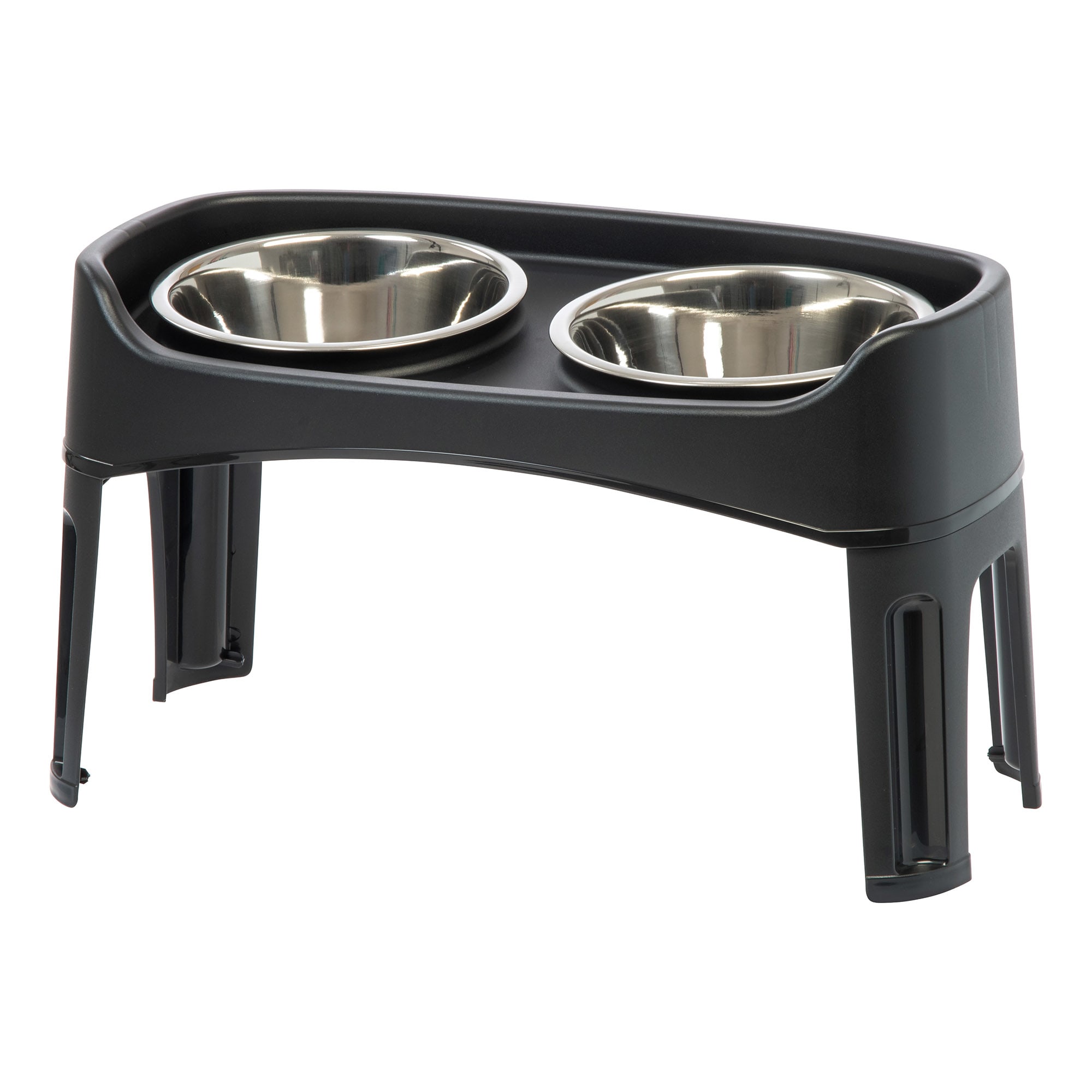 Iris Black Elevated Double Diner Dog Feeder, 8 Cup