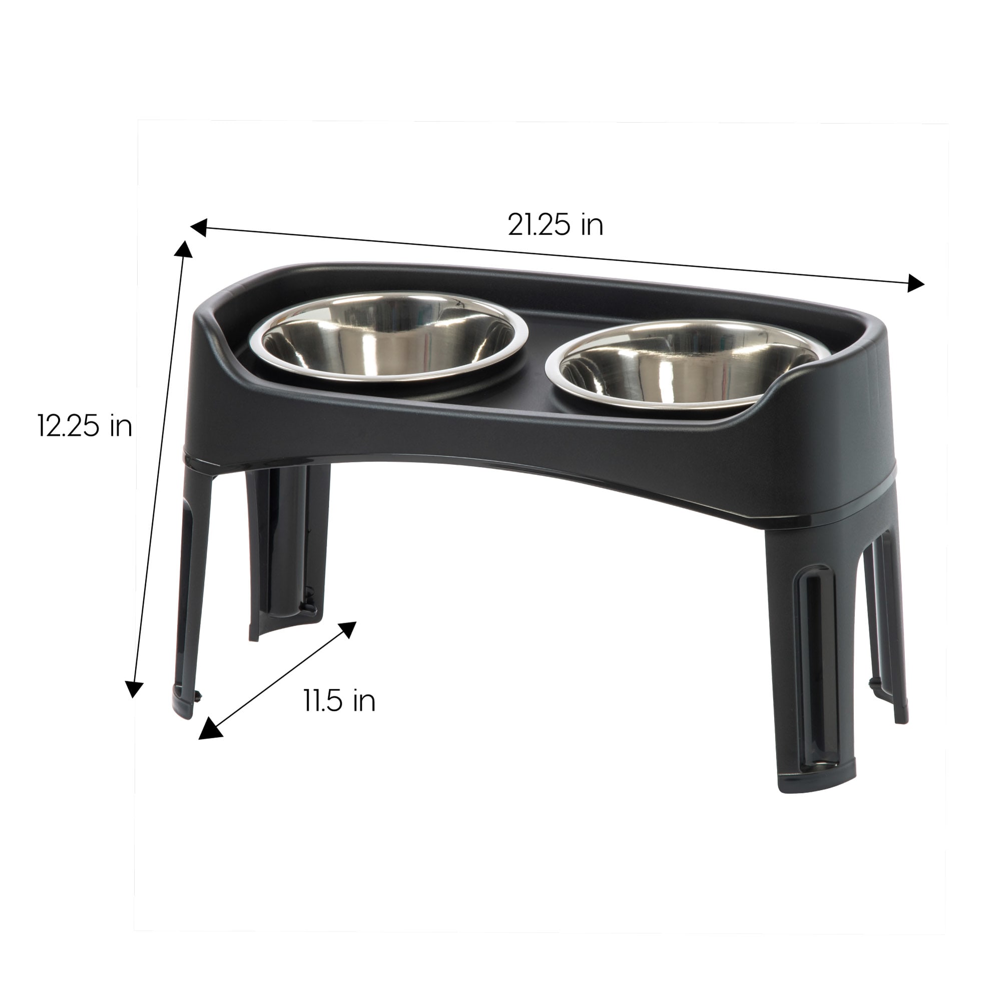 Pets Stop Moretti Double Diner Elevated Dog Feeder Bowl S / Black