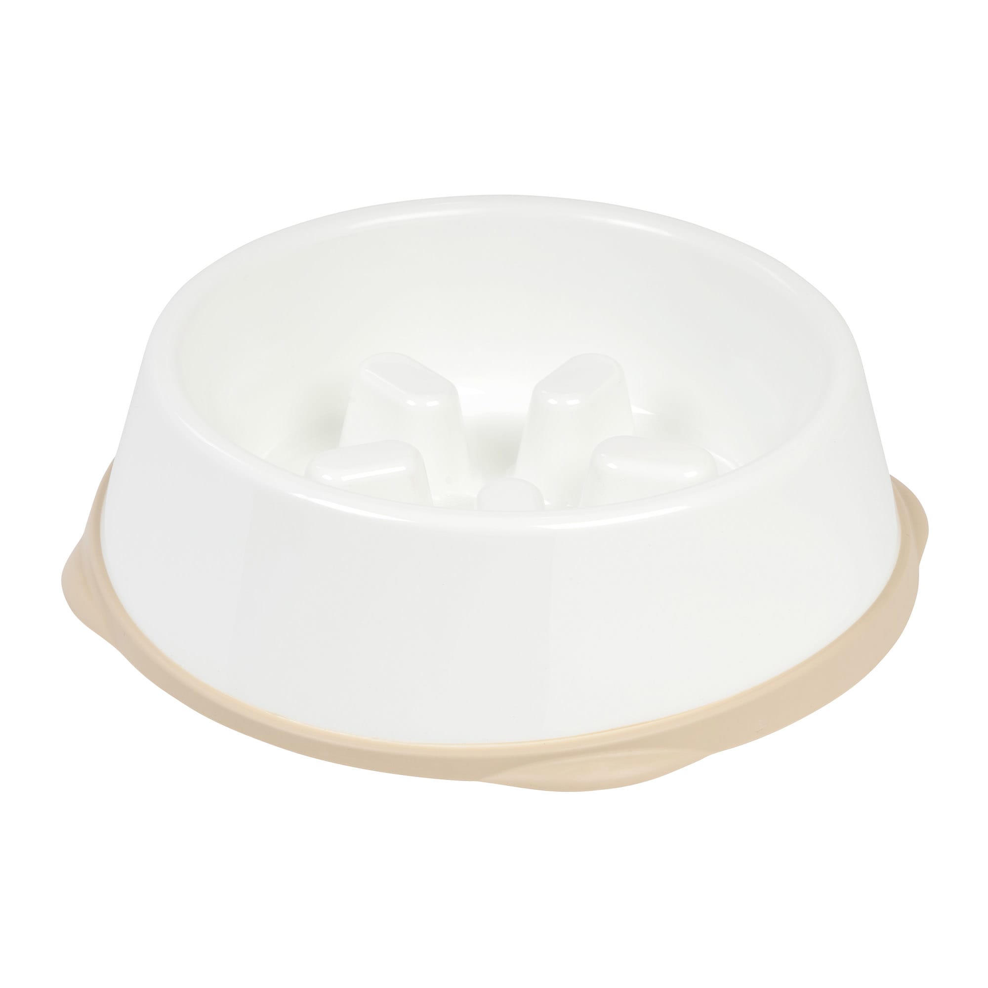 Iris White/Beige Slow Feeding Dog Bowl for Short Snouted Pets, 4 Cup ...