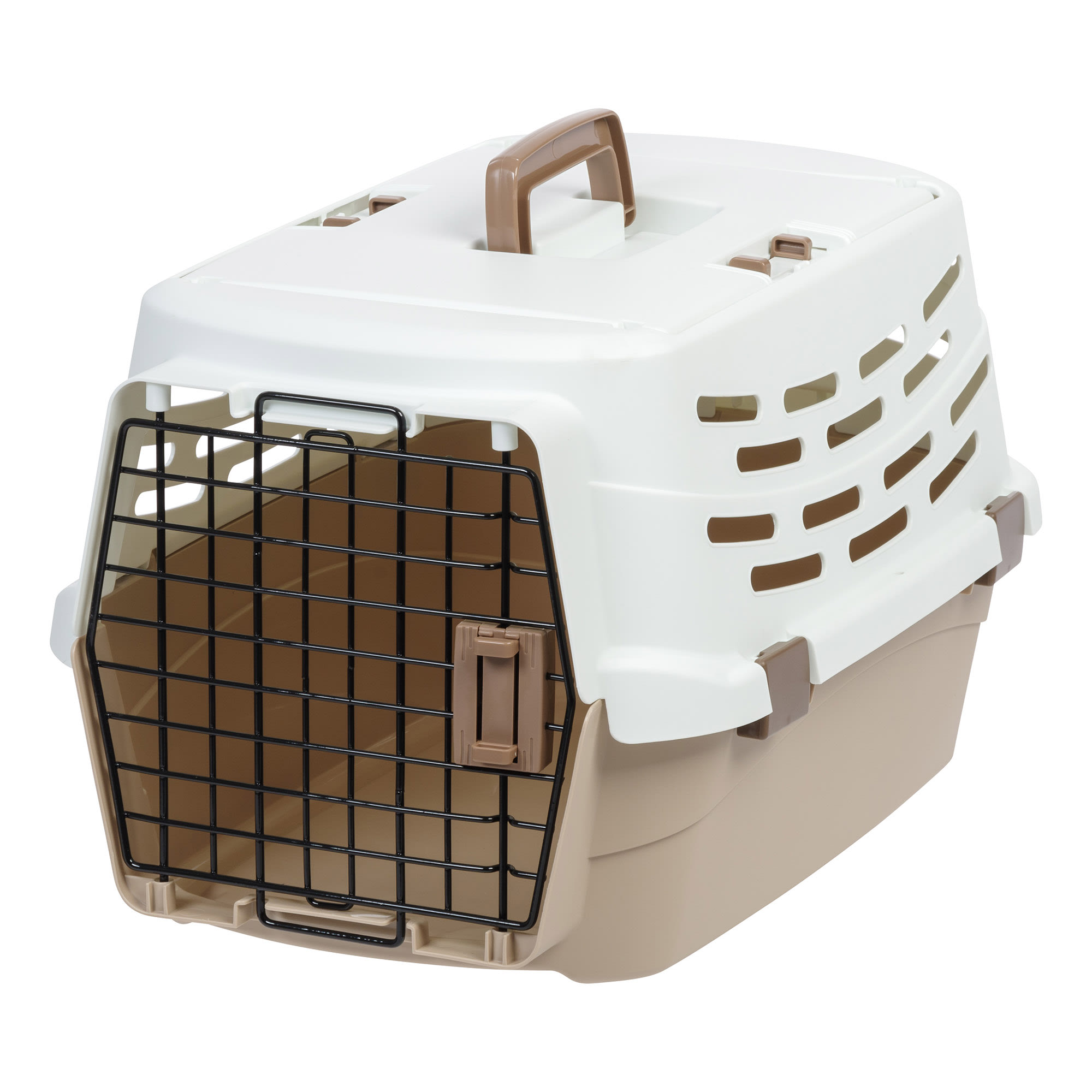 Iris OffWhite/Brown Easy Access Pet Travel Carrier, Medium Petco