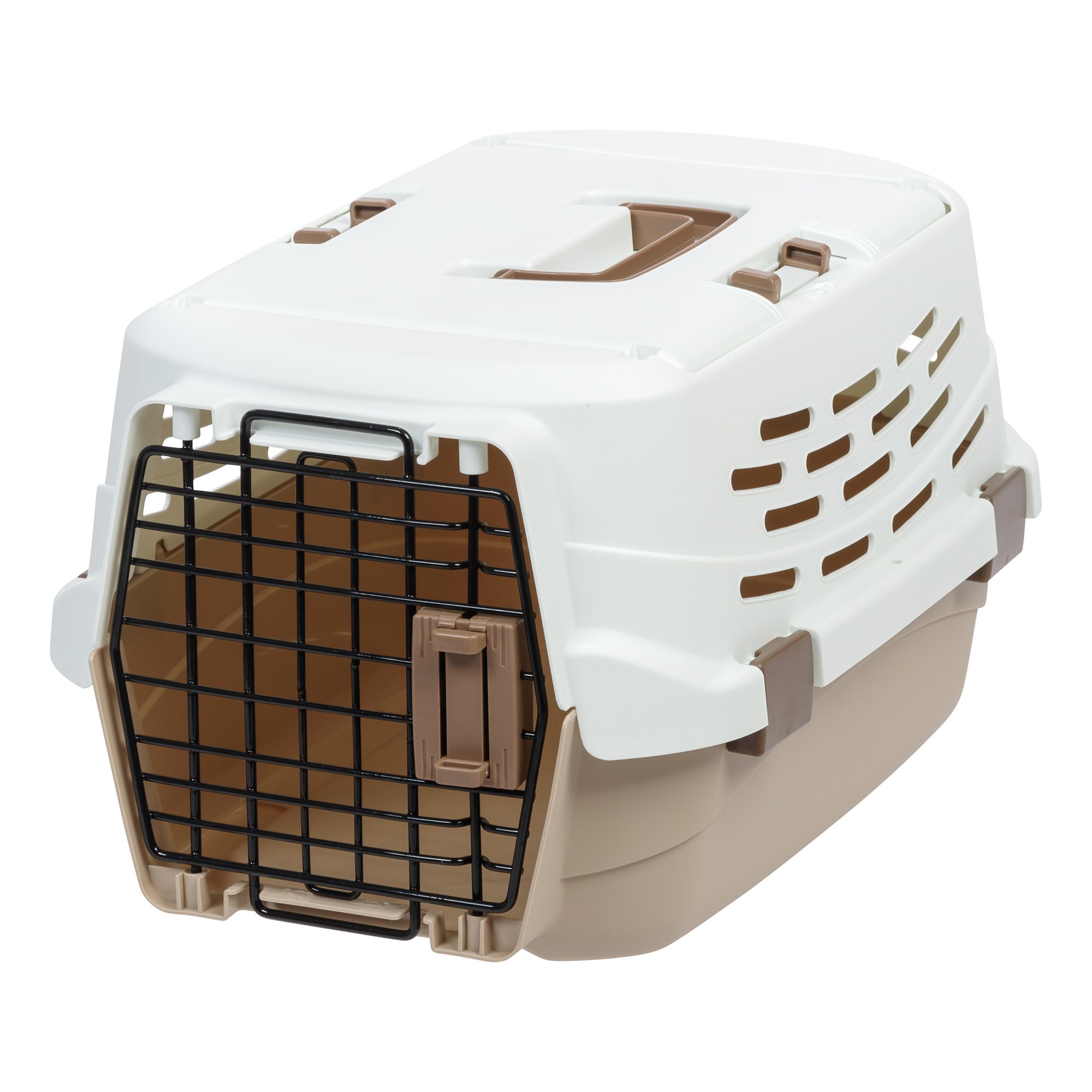 white dog carrier travel