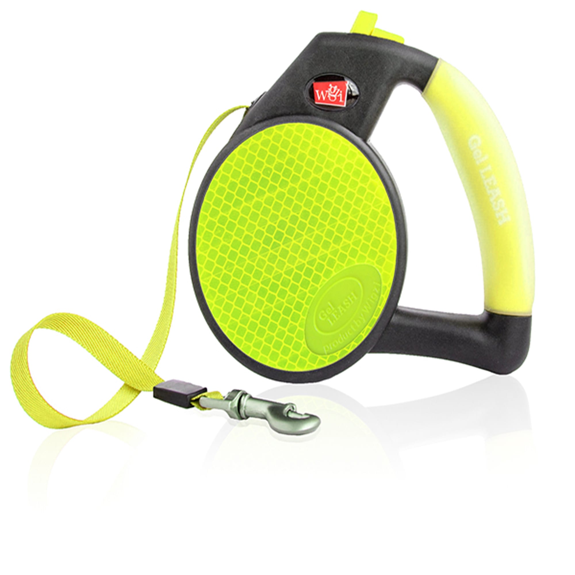 Wigzi Yellow Durable Liquid Filled Gel Handle Comfort Grip Retractable Dog  Leash, Small