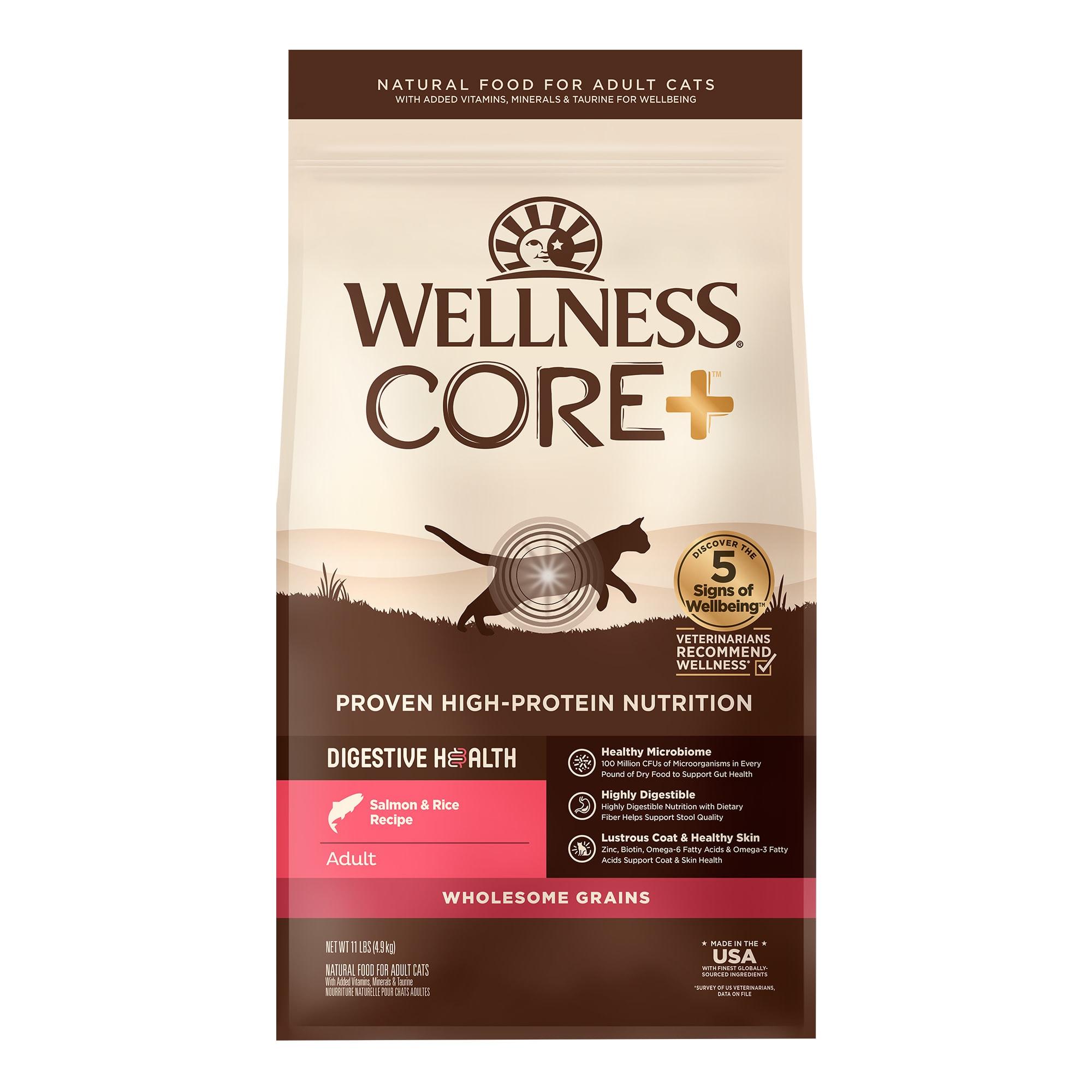 Wellness CORE Digestive Health Salmon u0026 Rice Dry Cat Food, 11 lbs.