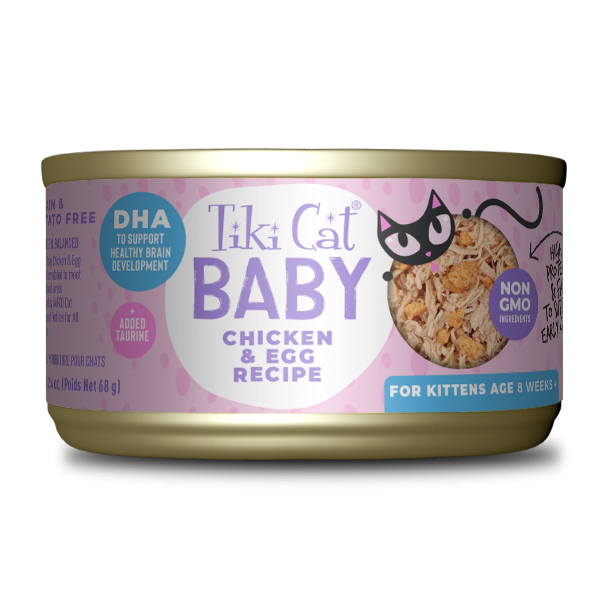 Tiki Cat Baby Chicken Egg Recipe Wet Kitten Food 2.4 oz. Case of 12