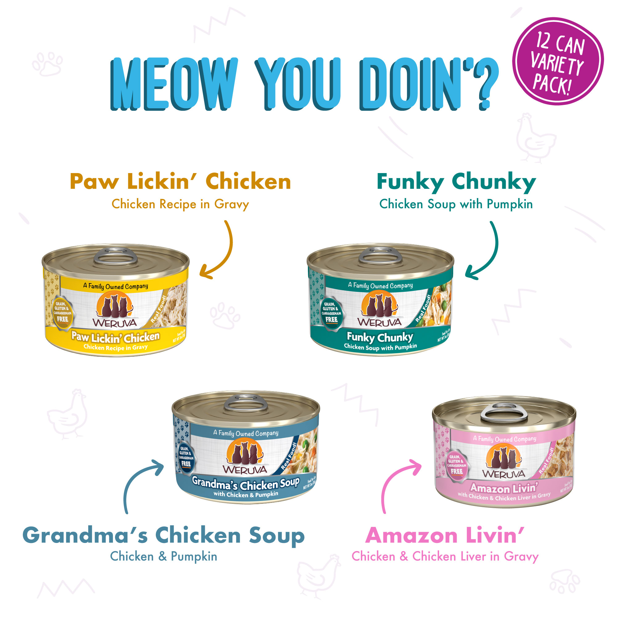 Weruva Cat Meow You Doin 5.5oz Variety Pack