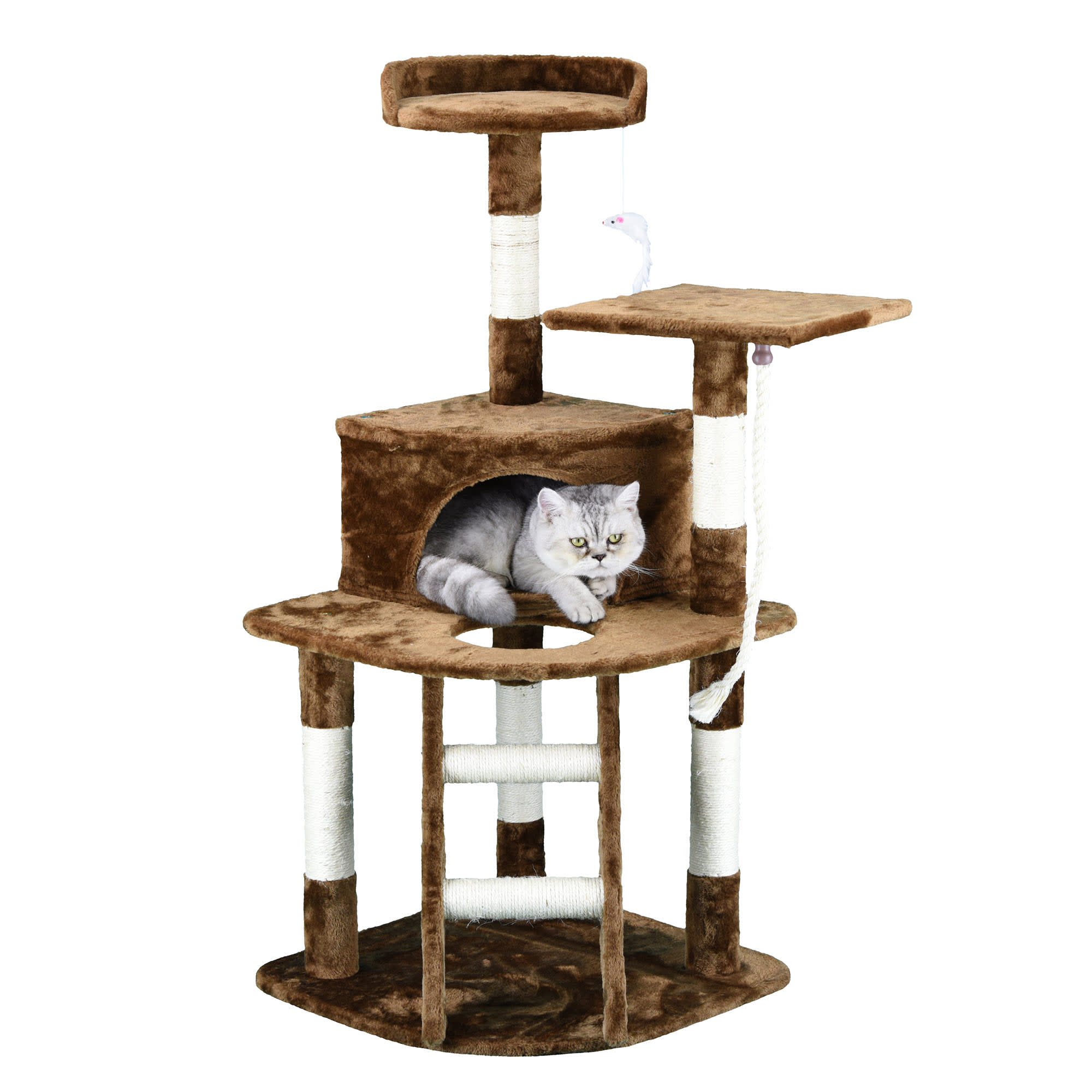 Go Pet Club Brown Economical Cat Tree Condo With Sisal Covered Posts 49 H Petco