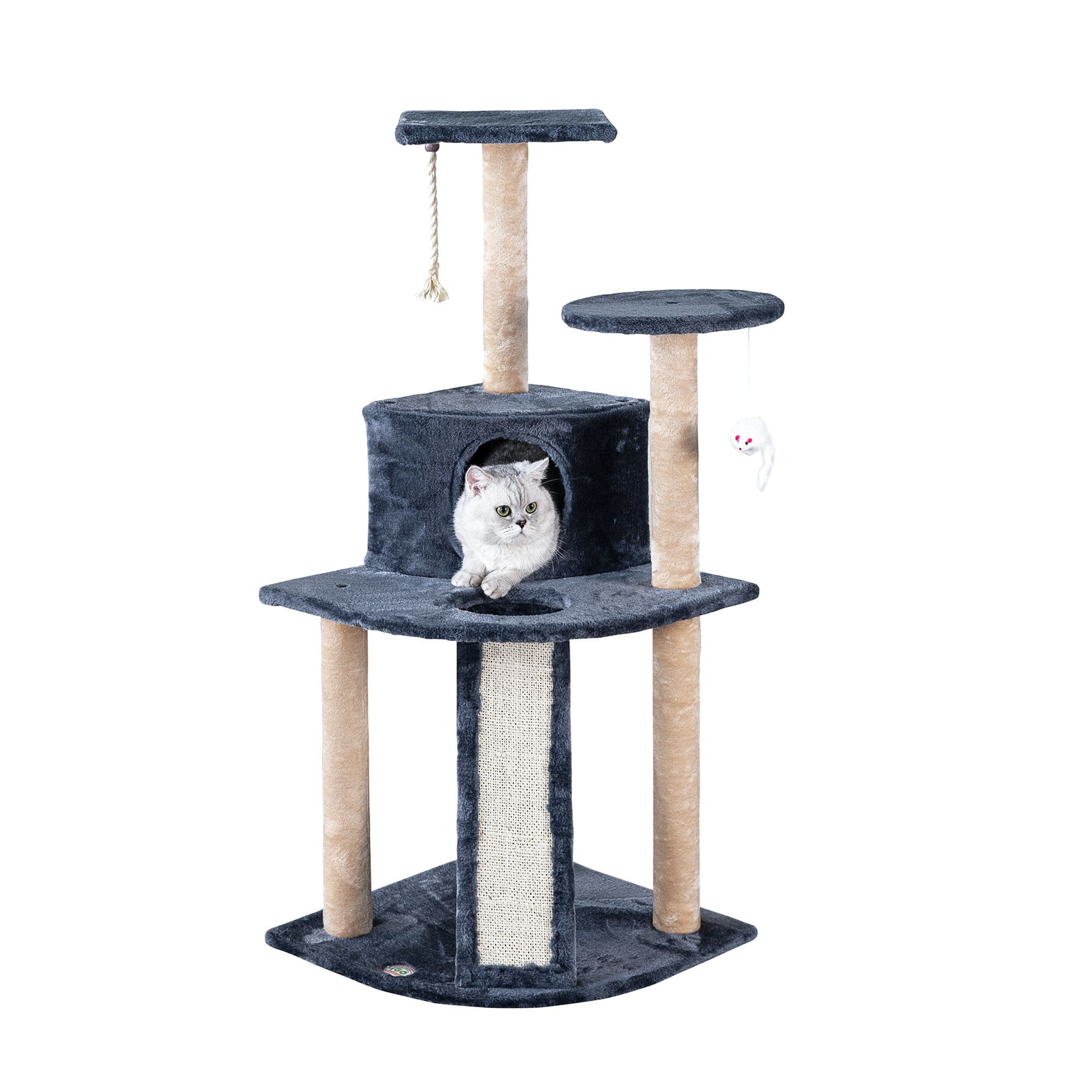 Go Pet Club 47" Grey Cat Tree Condo & Scratching Board