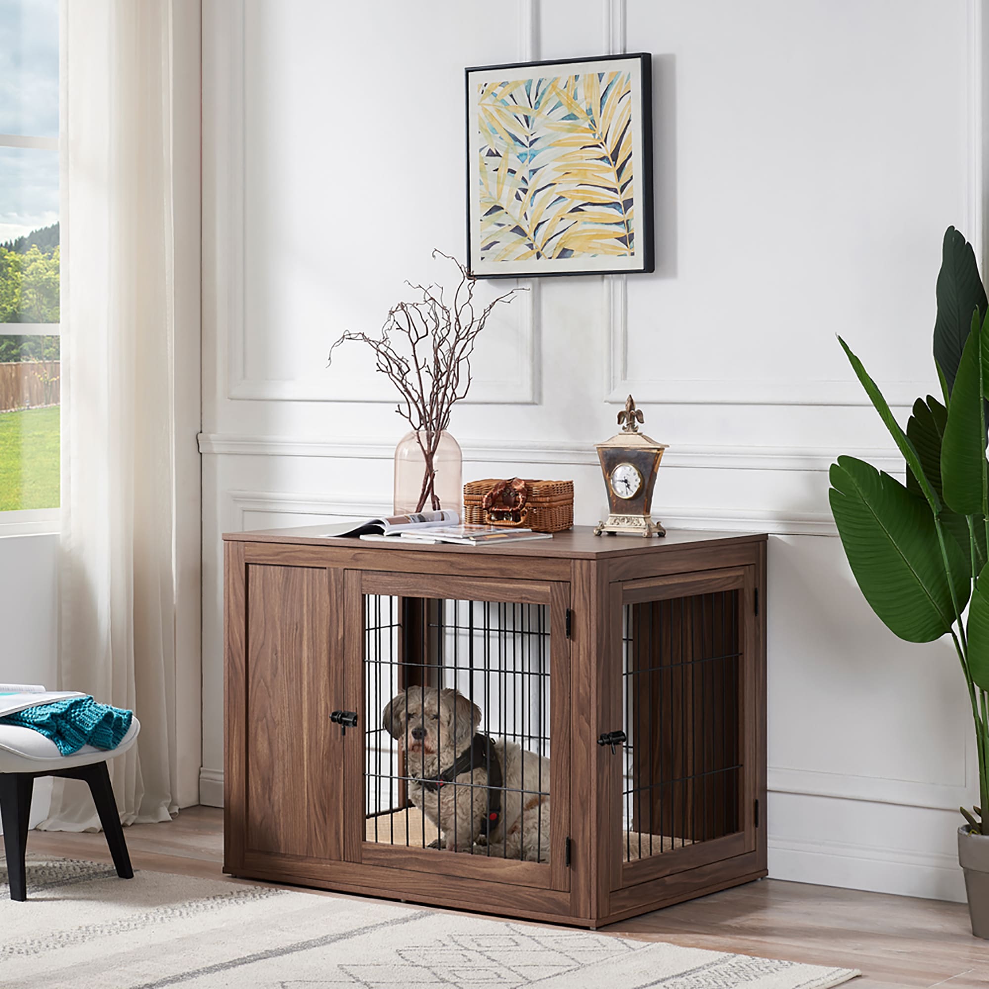 Wooden End-Table Dog Crate