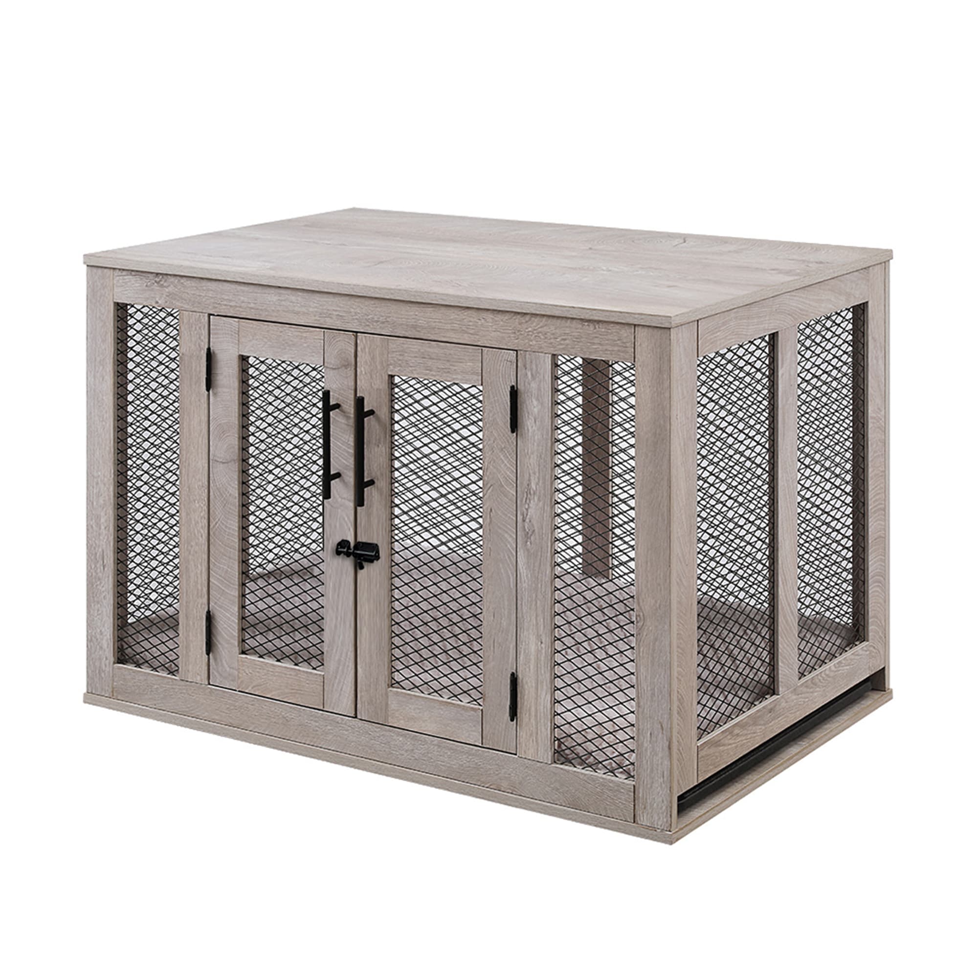 UniPaws Medium Wooden Dog Crate Cushion Weathered Grey