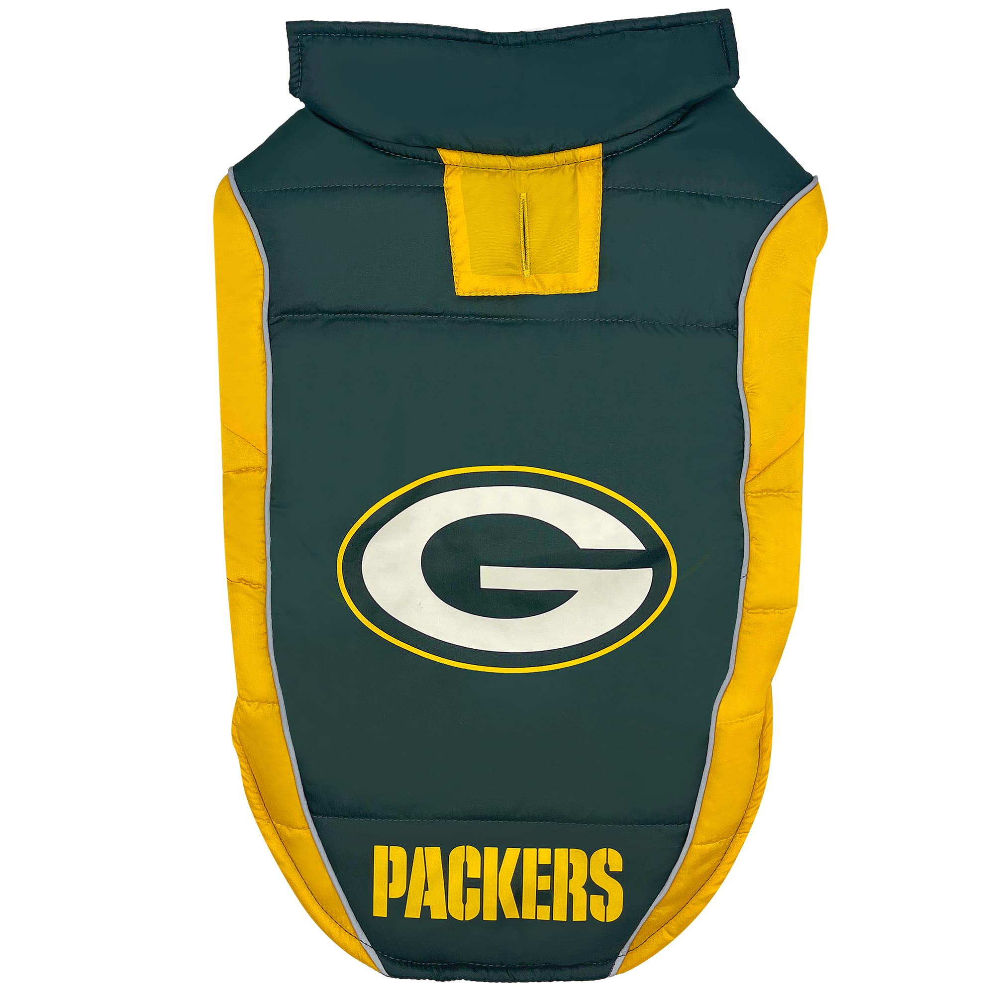 Pets First NFL NFC Puffer Vest For Dogs, Medium, Green Bay Packers Petco