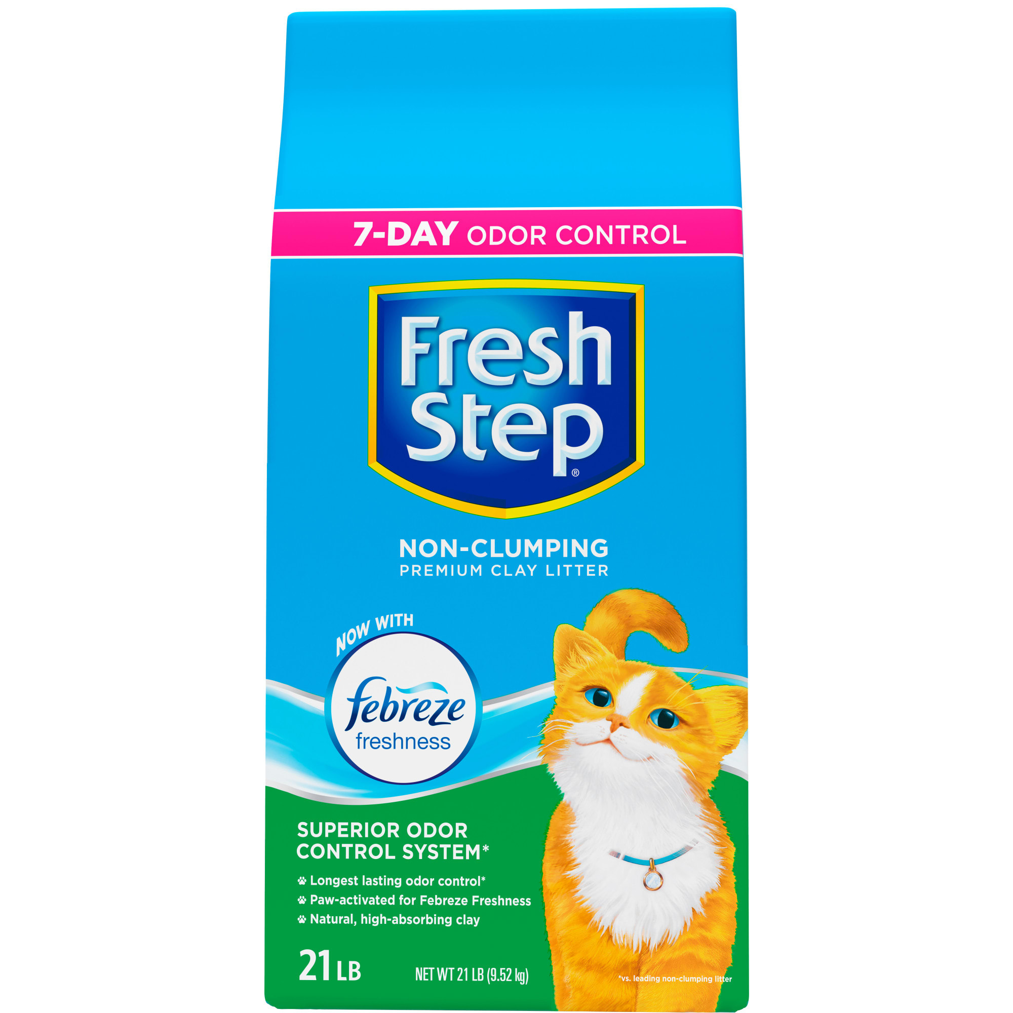Fresh Step Non-Clumping Premium Cat Litter Febreze Freshness Scented 40 lb nOdor 