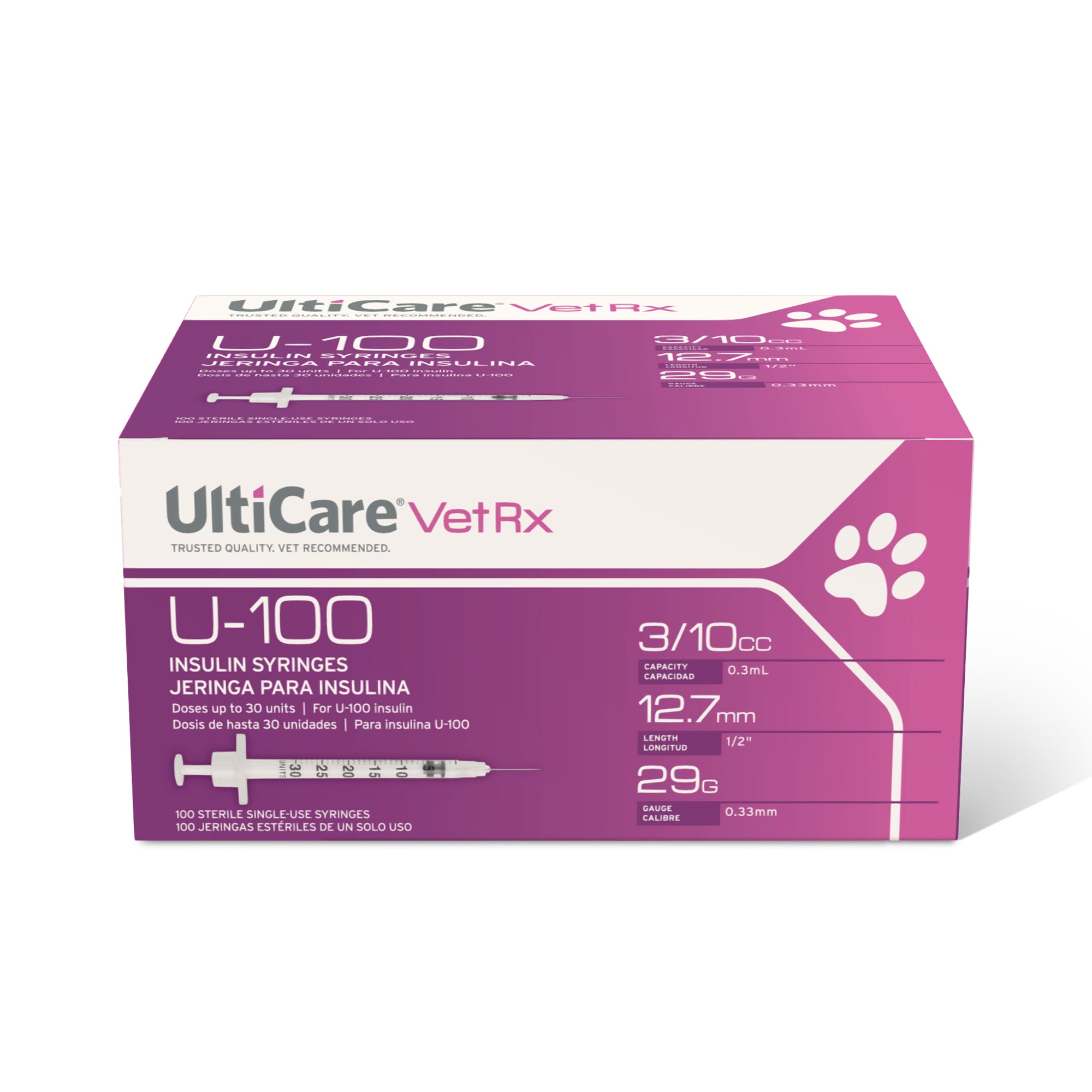 Ulticare Insulin Syringe 30g X 1/2, 1/2 Ml - 100 ct