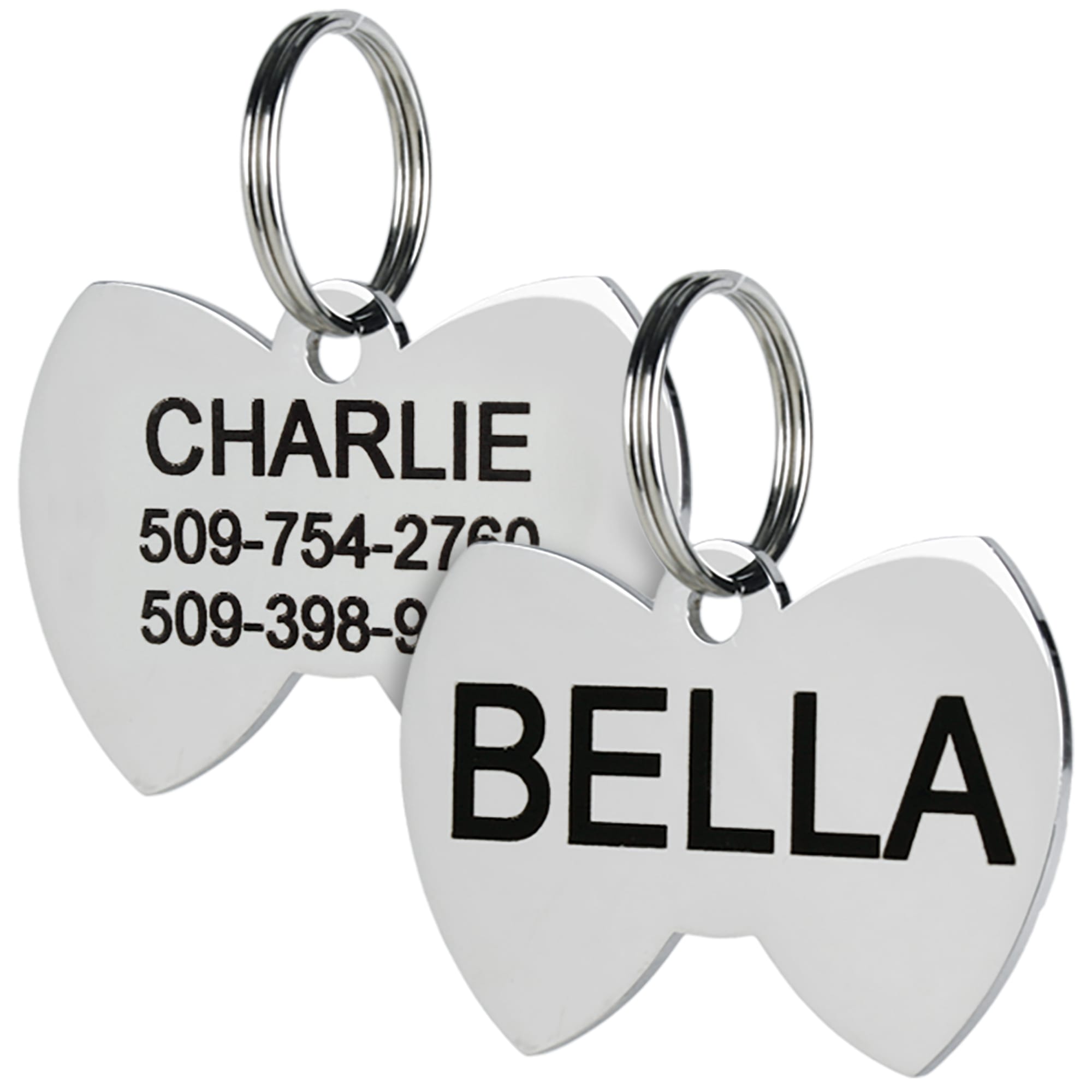 Bow Tie Pet Tag Dog Cat Personalized Bone Monogram 