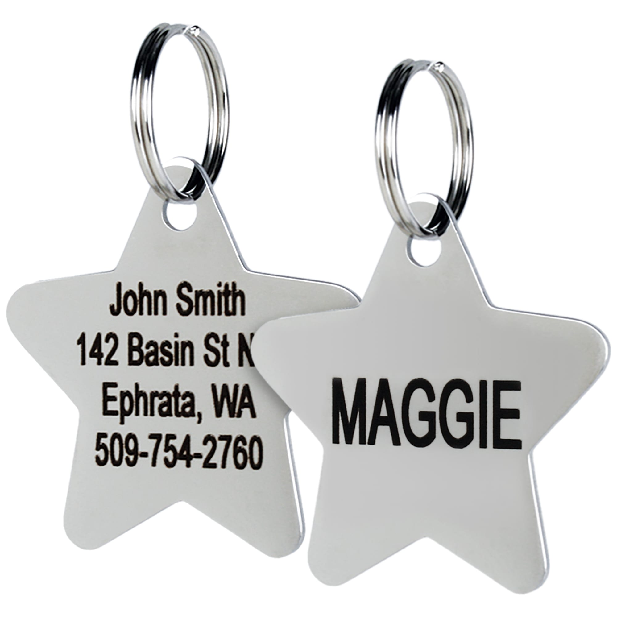 Stainless Steel STAR ID Tag w/ Personalised Engraving for Dog Cat Pets 