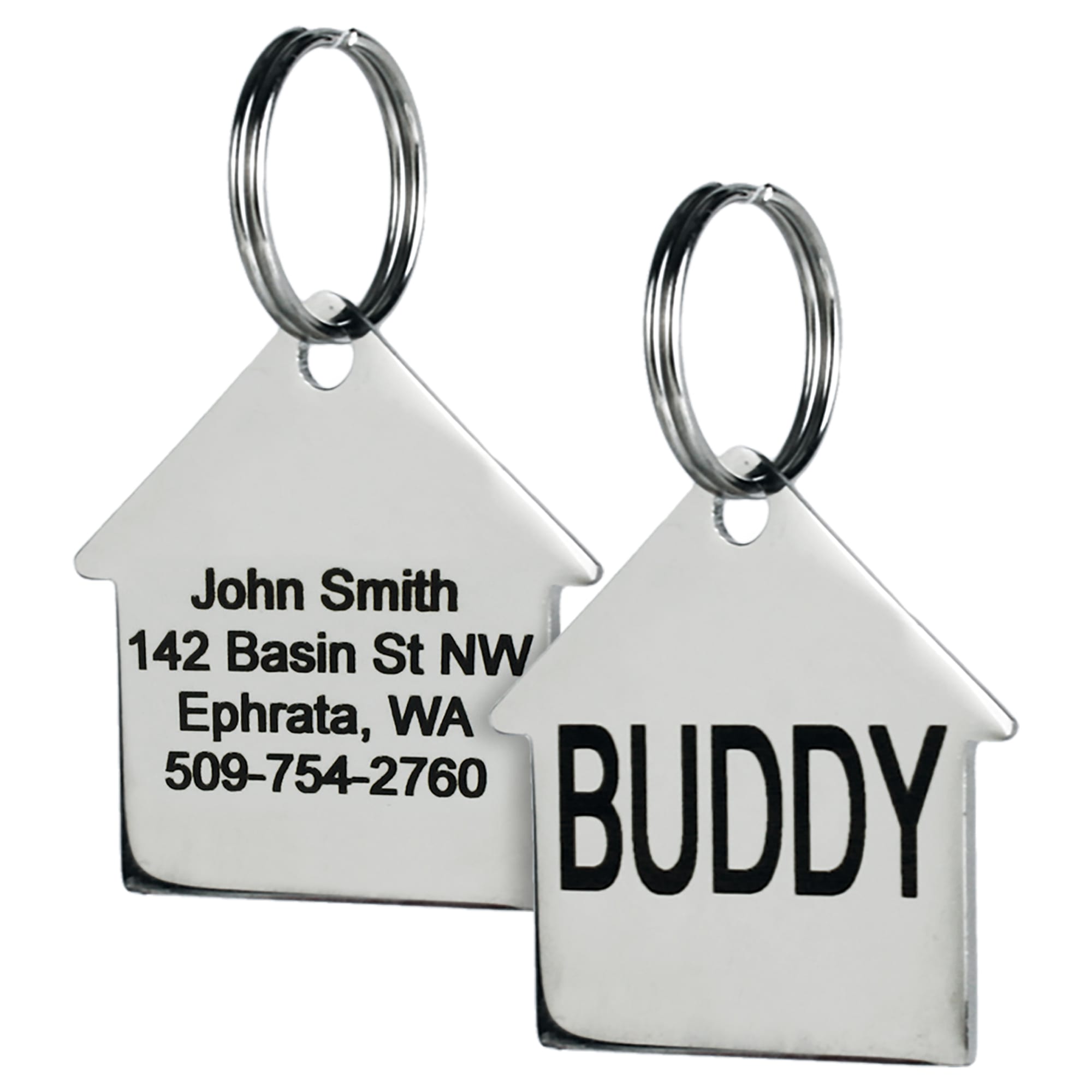 GoTags Personalized Stainless Steel House Shape Pet ID Tag with