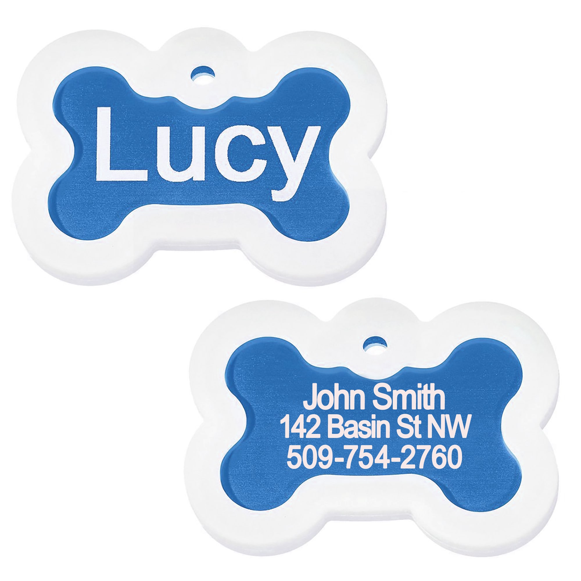 TagWorks Designer Collection Large Bone Personalized Pet ID Tag in Blue | PetSmart