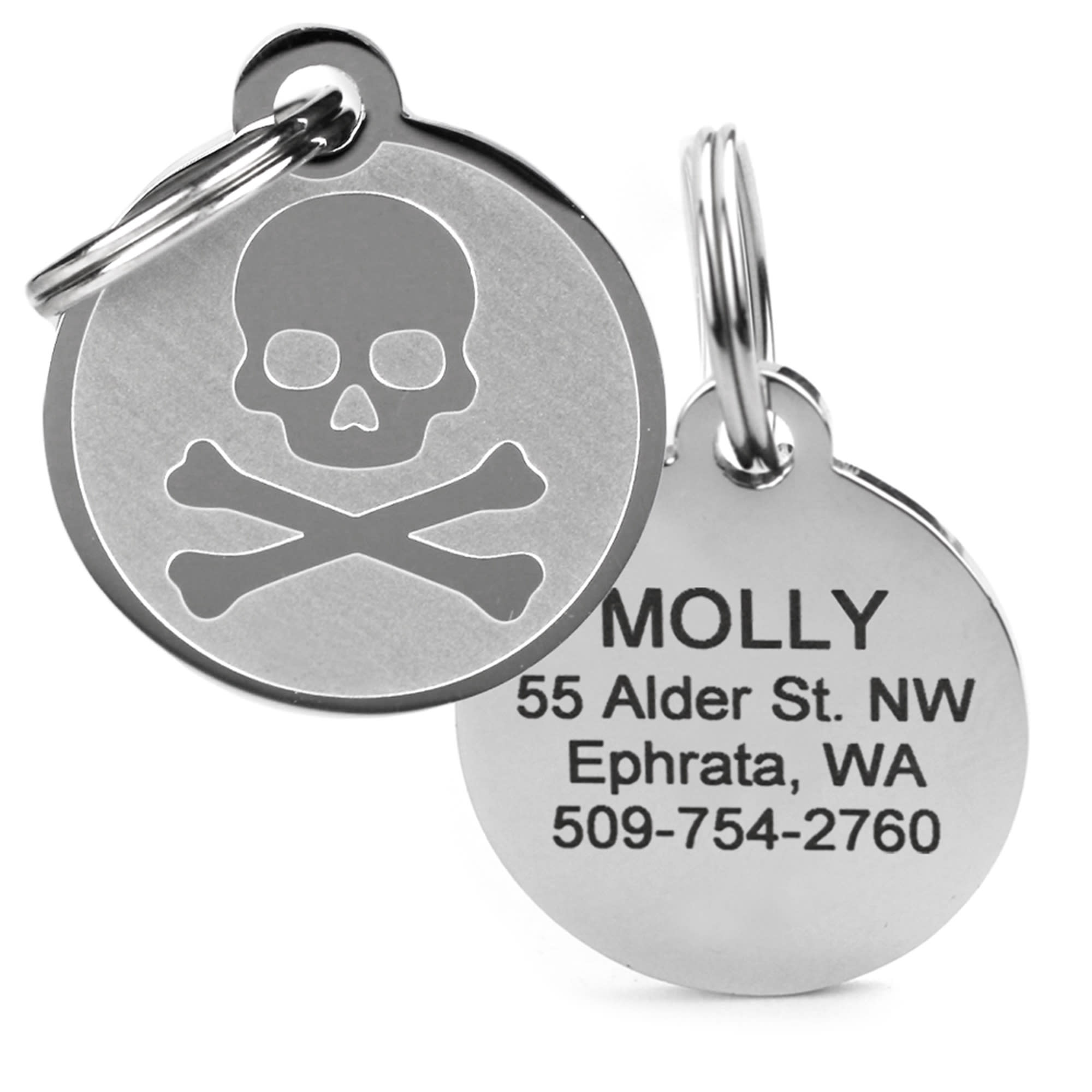 GoTags Stainless Steel Pet ID Tags, Personalized Dog Tags and Cat Tags, up  to 8 Lines of Custom Text, Engraved on Both Sides, in Bone, Round, Heart