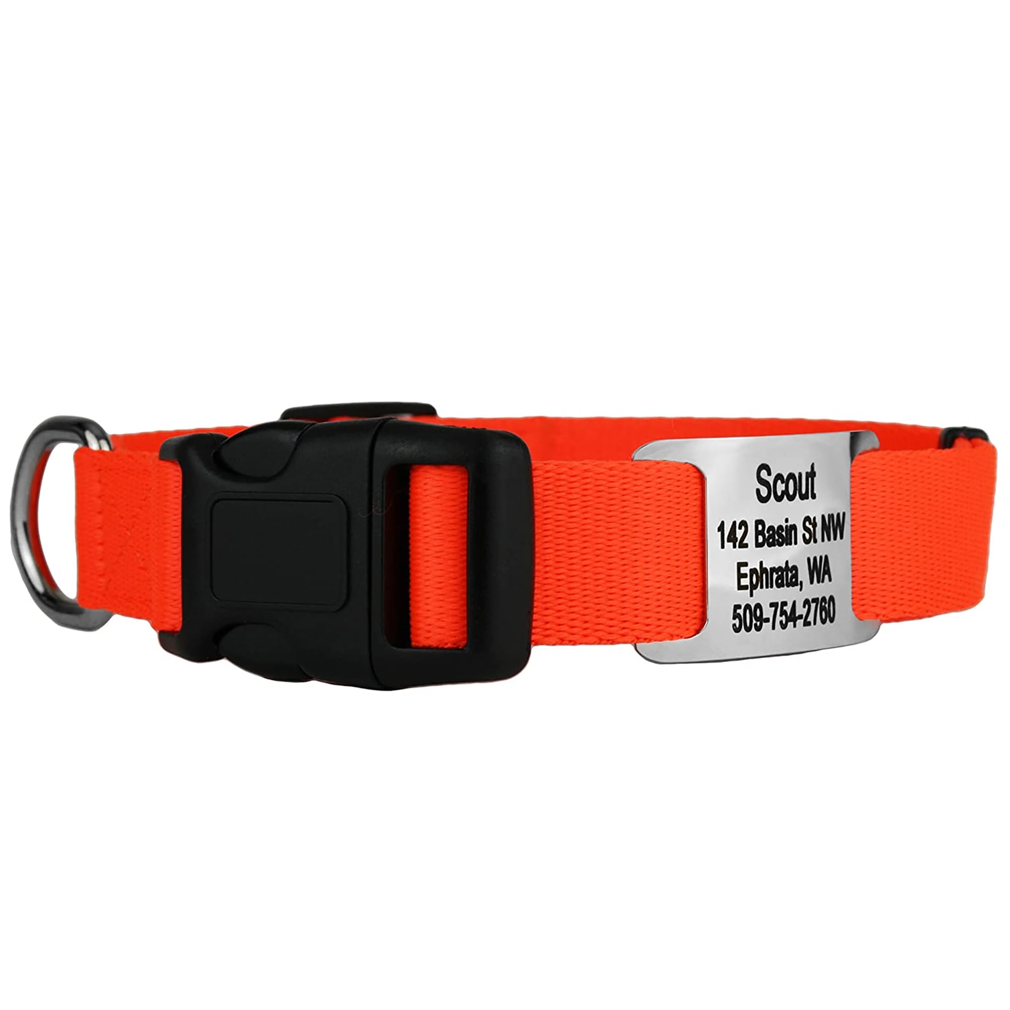GoTags Small Orange Dog Collar & Engraved ID Tag