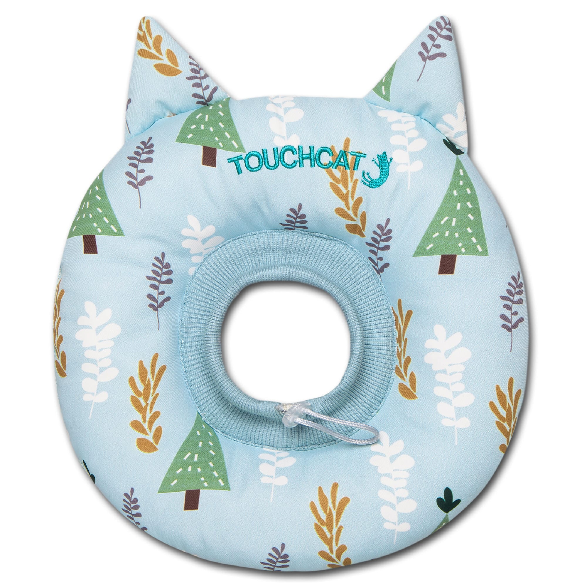 Touchcat Blue Ringlet Licking and Scratching Adjustable Pillow Cat Neck Protector, Medium