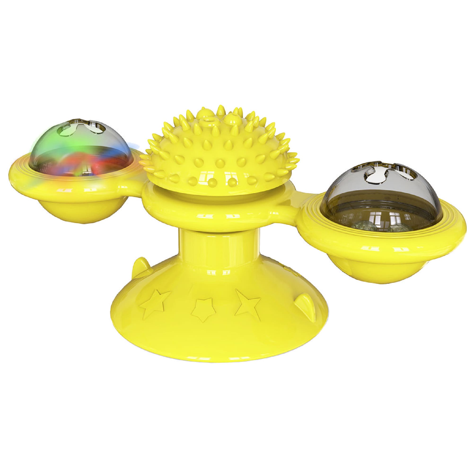 Pet Life Yellow 'Windmill' Rotating Suction Cup Spinning Cat Toy
