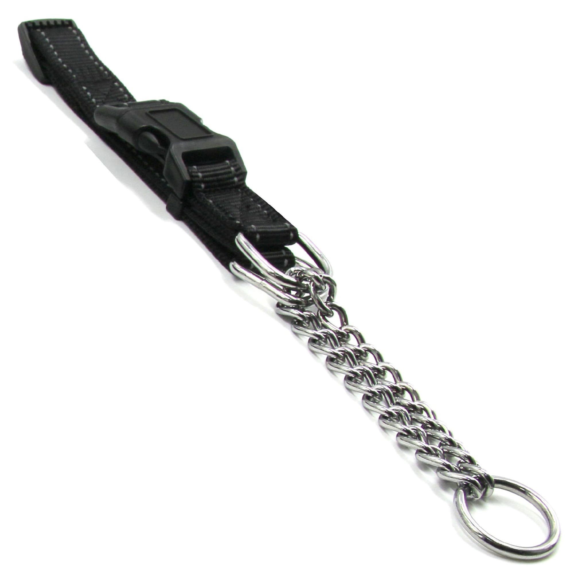 Pet Life Black 'TutorSheild' Martingale Safety and Training Chain Dog