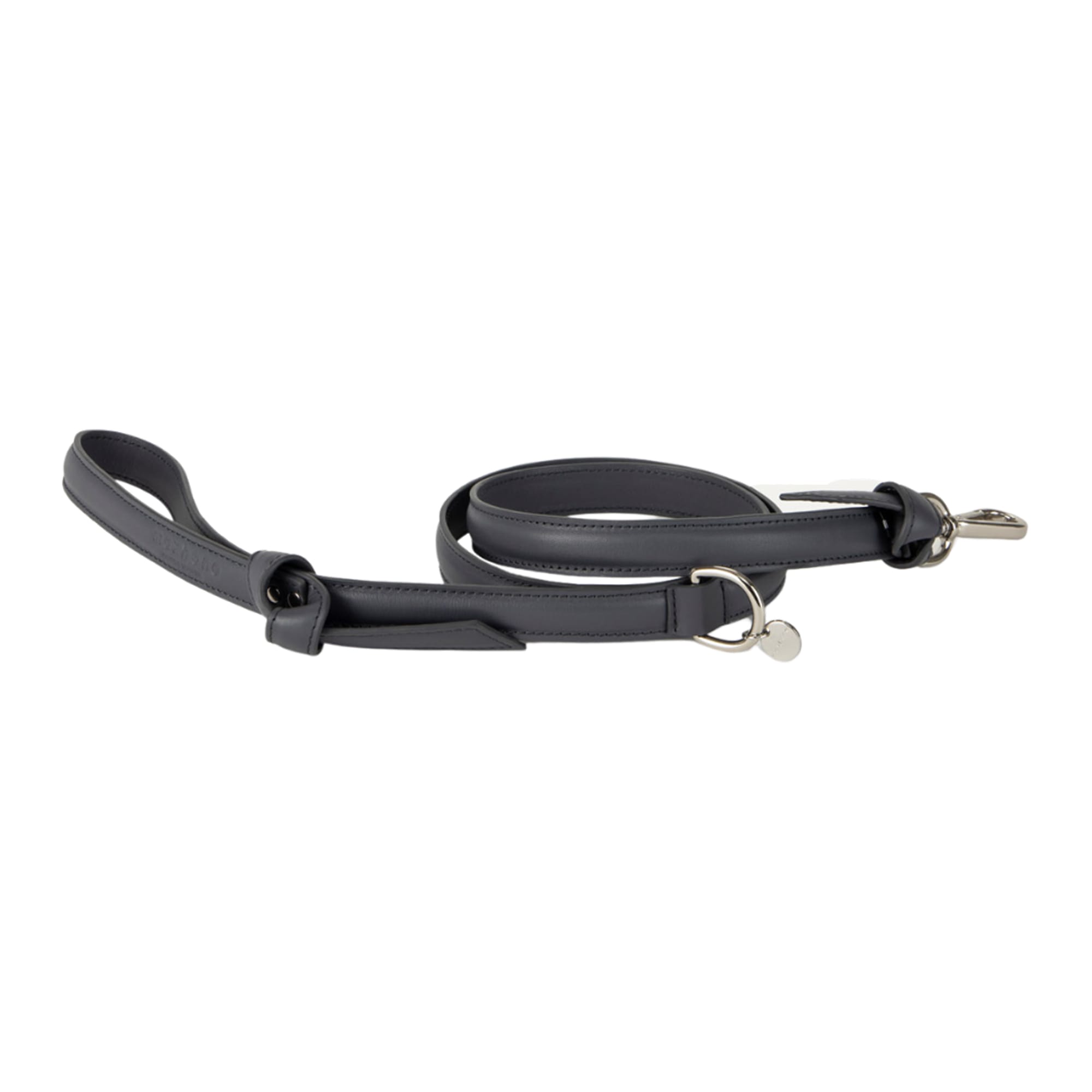 Maxbone Coco Charcoal Leather Dog Leash & Brass Hardware