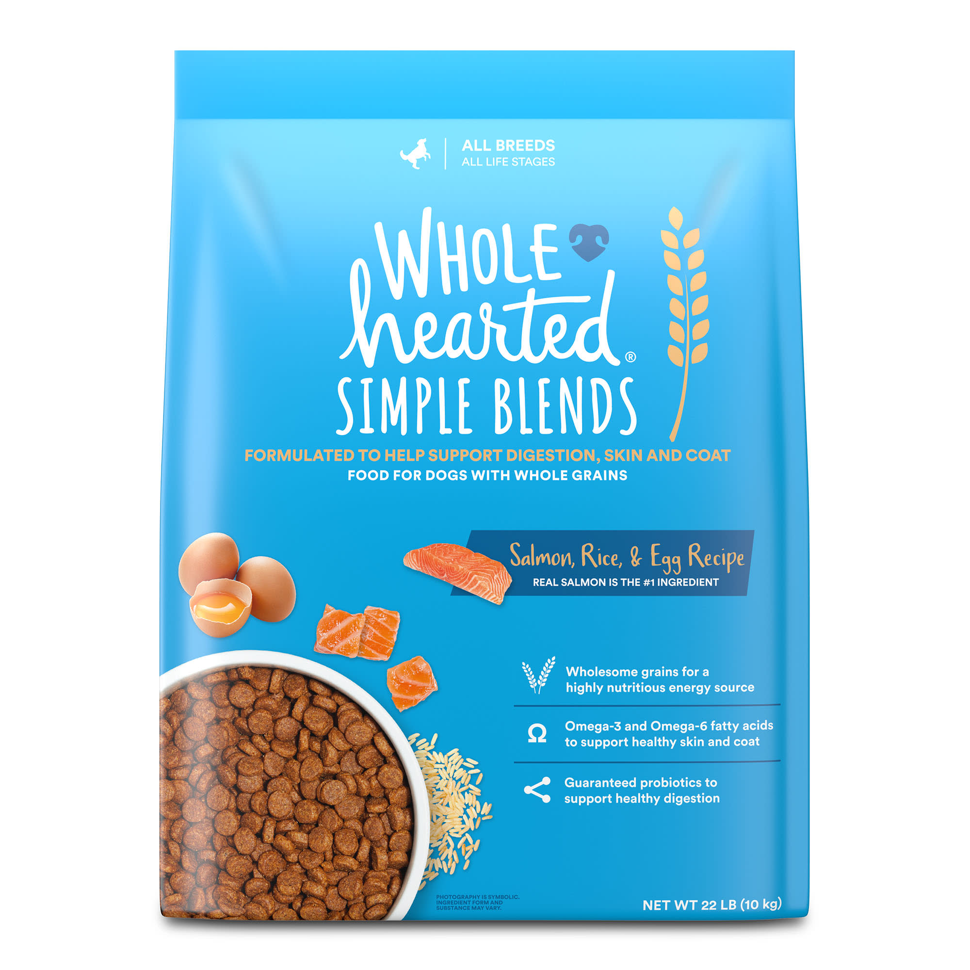 WholeHearted Simple Blends Salmon Rice Egg Recipe Dry Dog Food 22 lbs