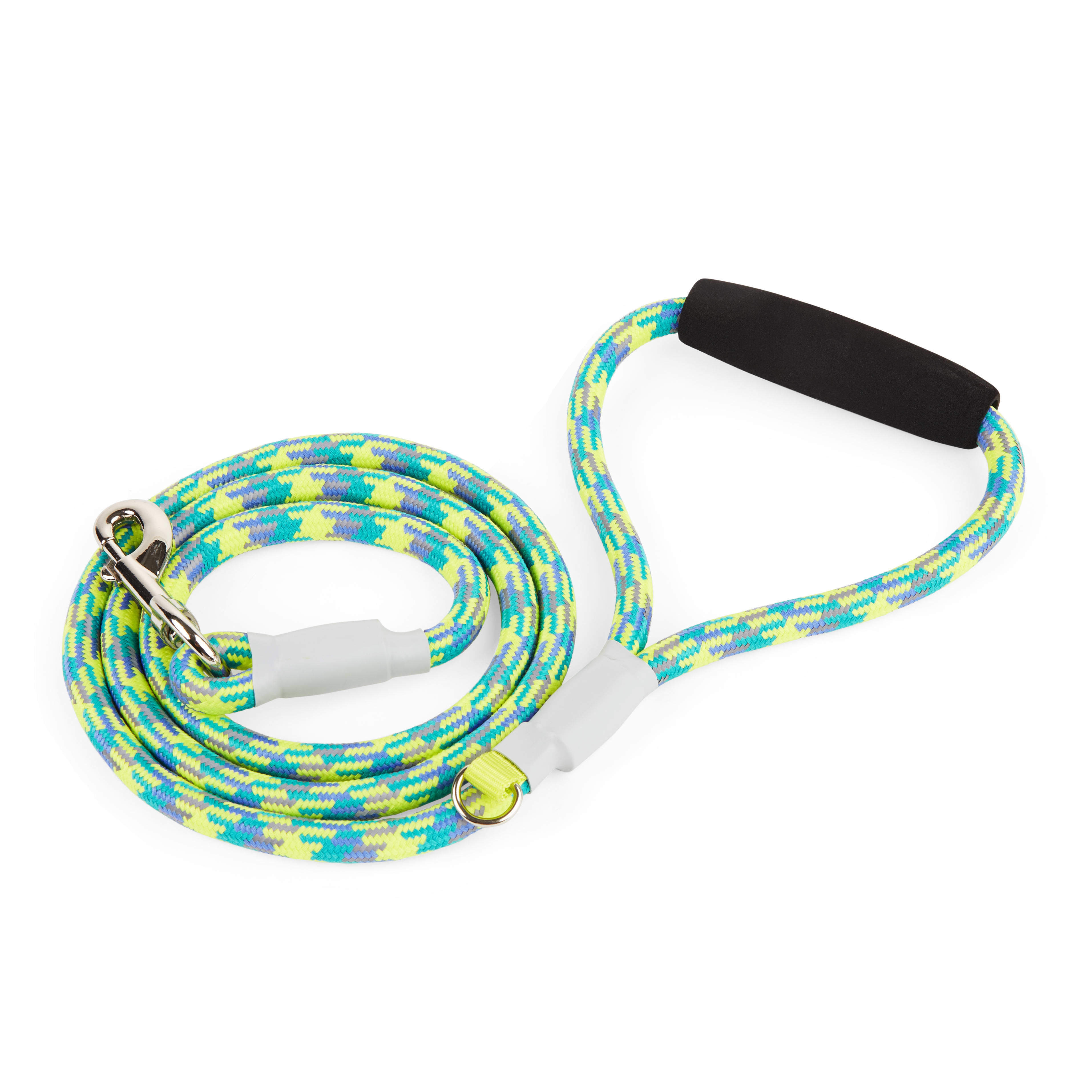 YOULY Reflective Yellow & Blue Comfort Grip Dog Leash 5 ft