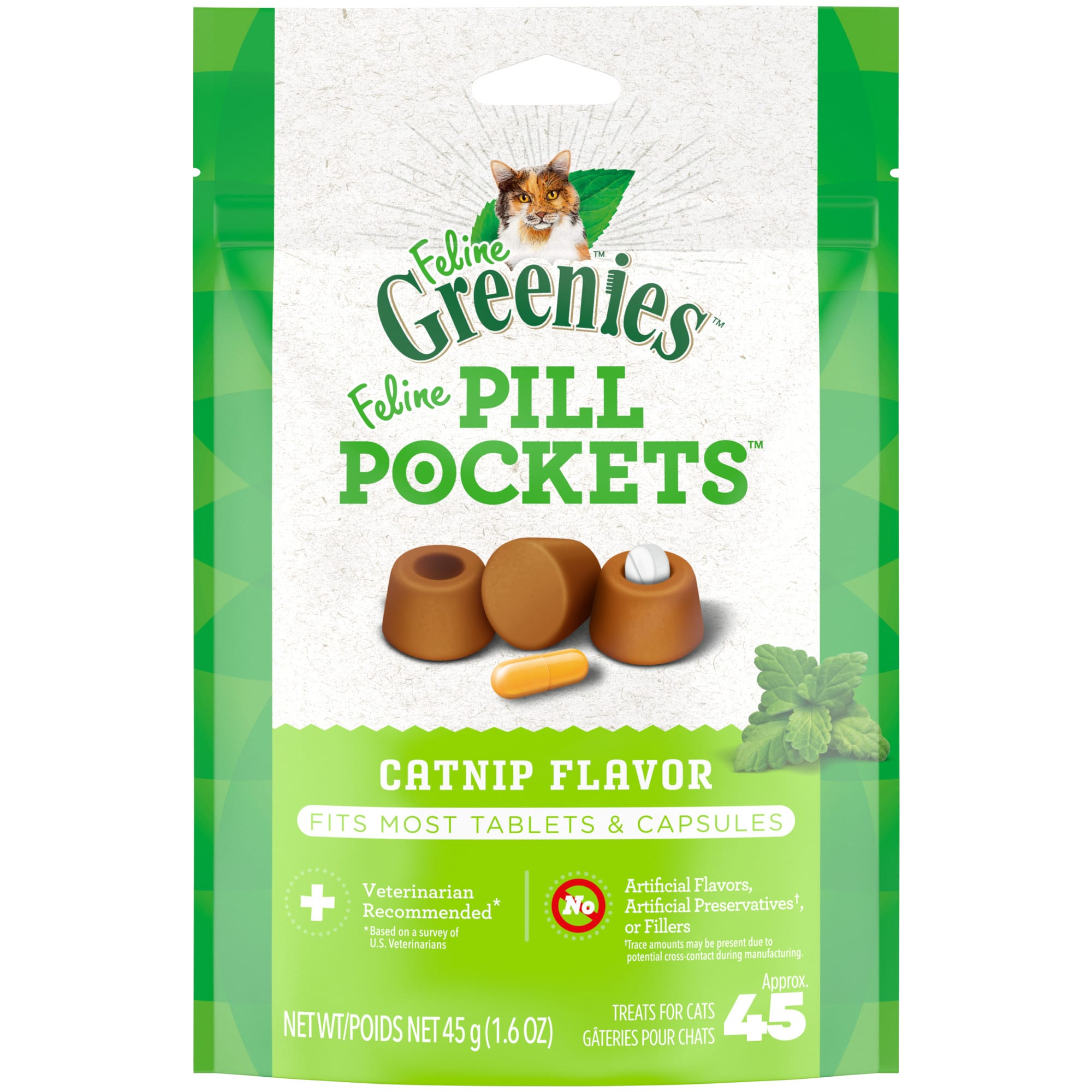 Greenies Pill Pockets Catnip Flavor Natural Soft Cat Treats, 1.6 oz ...