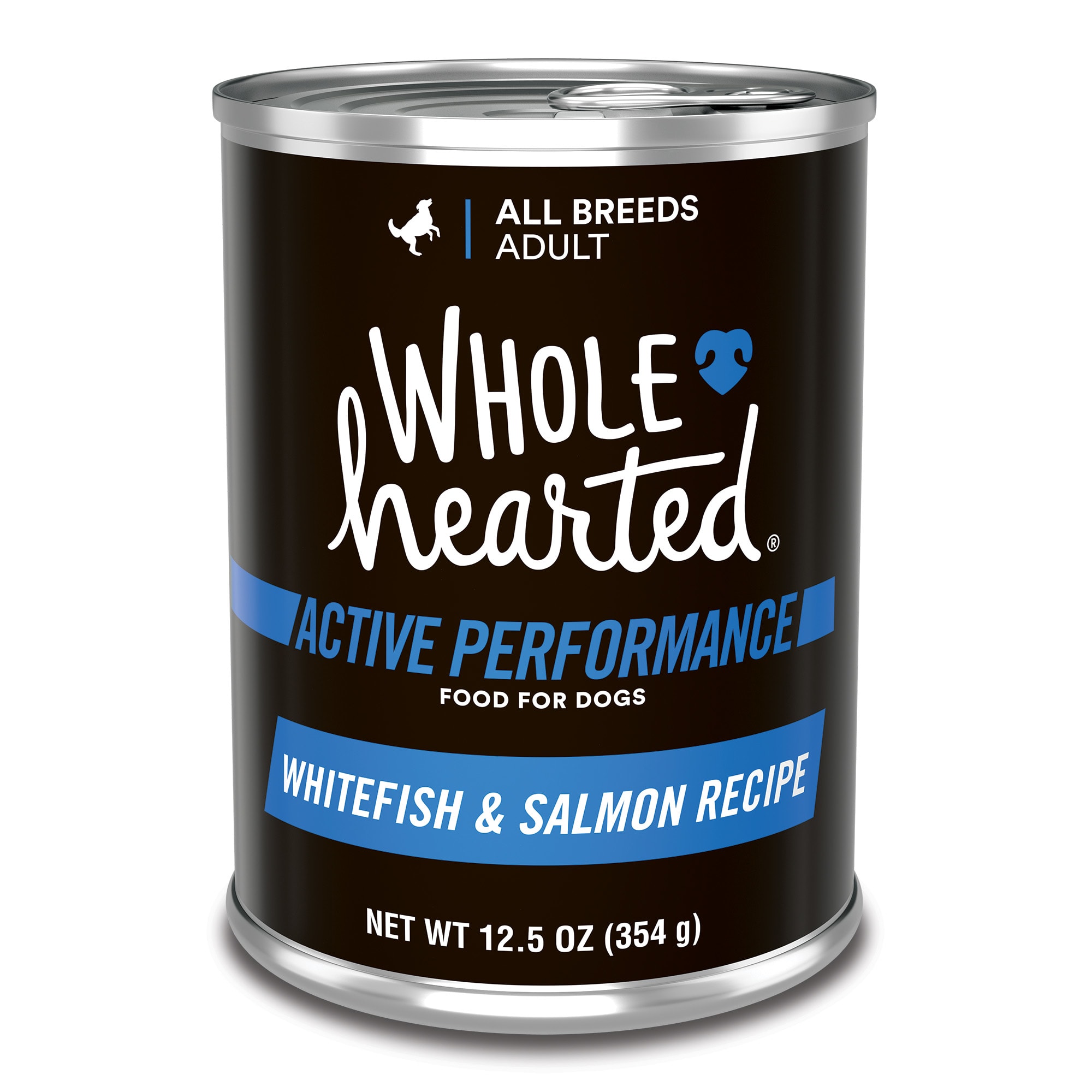 WholeHearted Active Performance White Fish Salmon Recipe Wet Dog Food With Whole Grains 12.5 oz. Case of 12