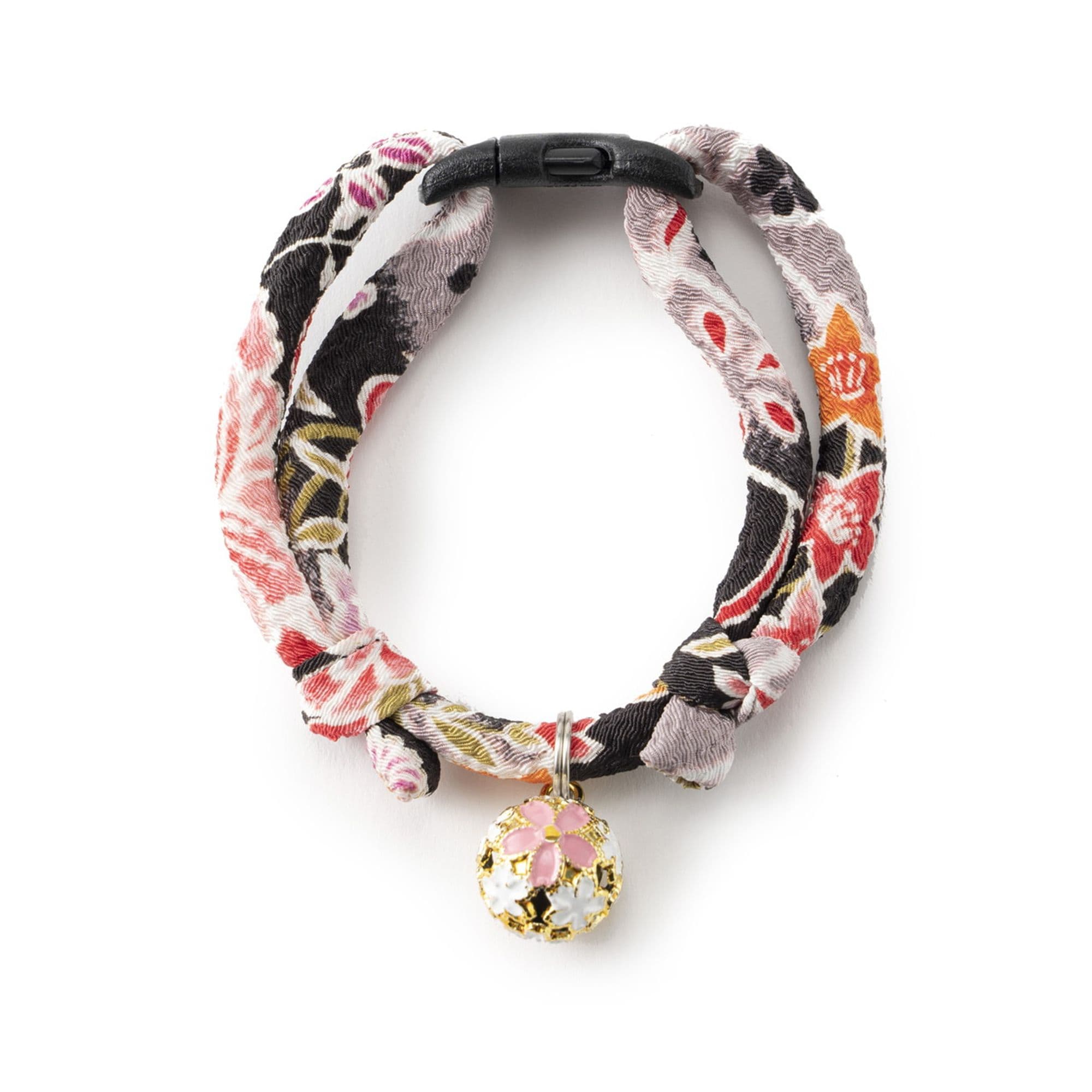 Necoichi Black Chirimen Sakura Cat Collar | Petco