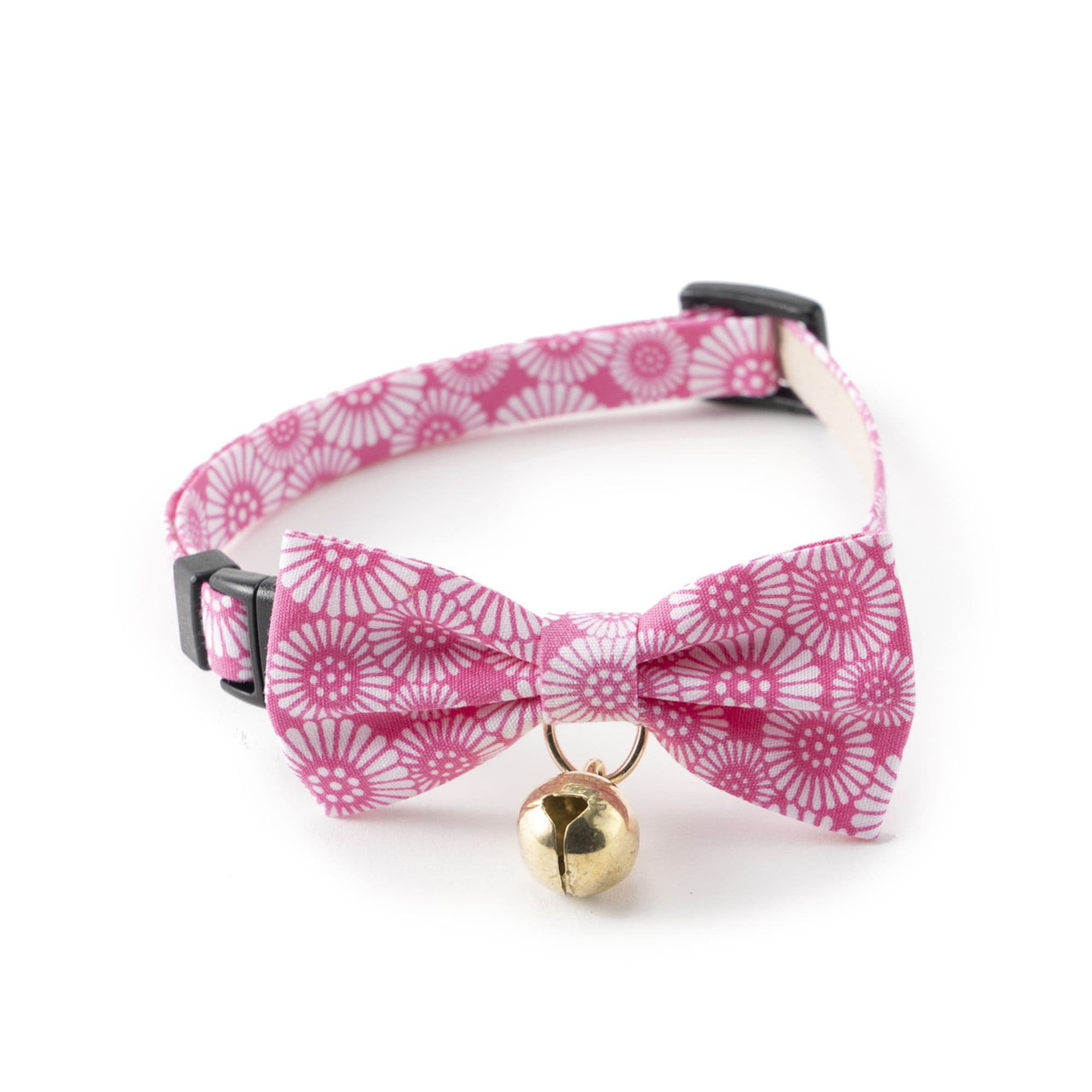 Necoichi Pink Kiku Ribbon Bow Tie Cat Collar Petco