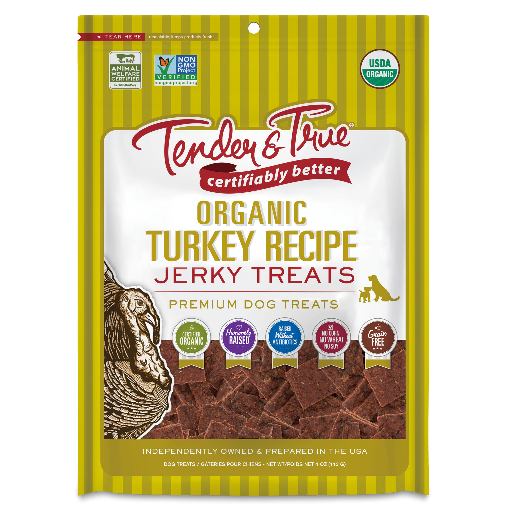 Tender & True Pet Nutrition Organic Turkey Jerky Dog Treats, 4 oz. Petco