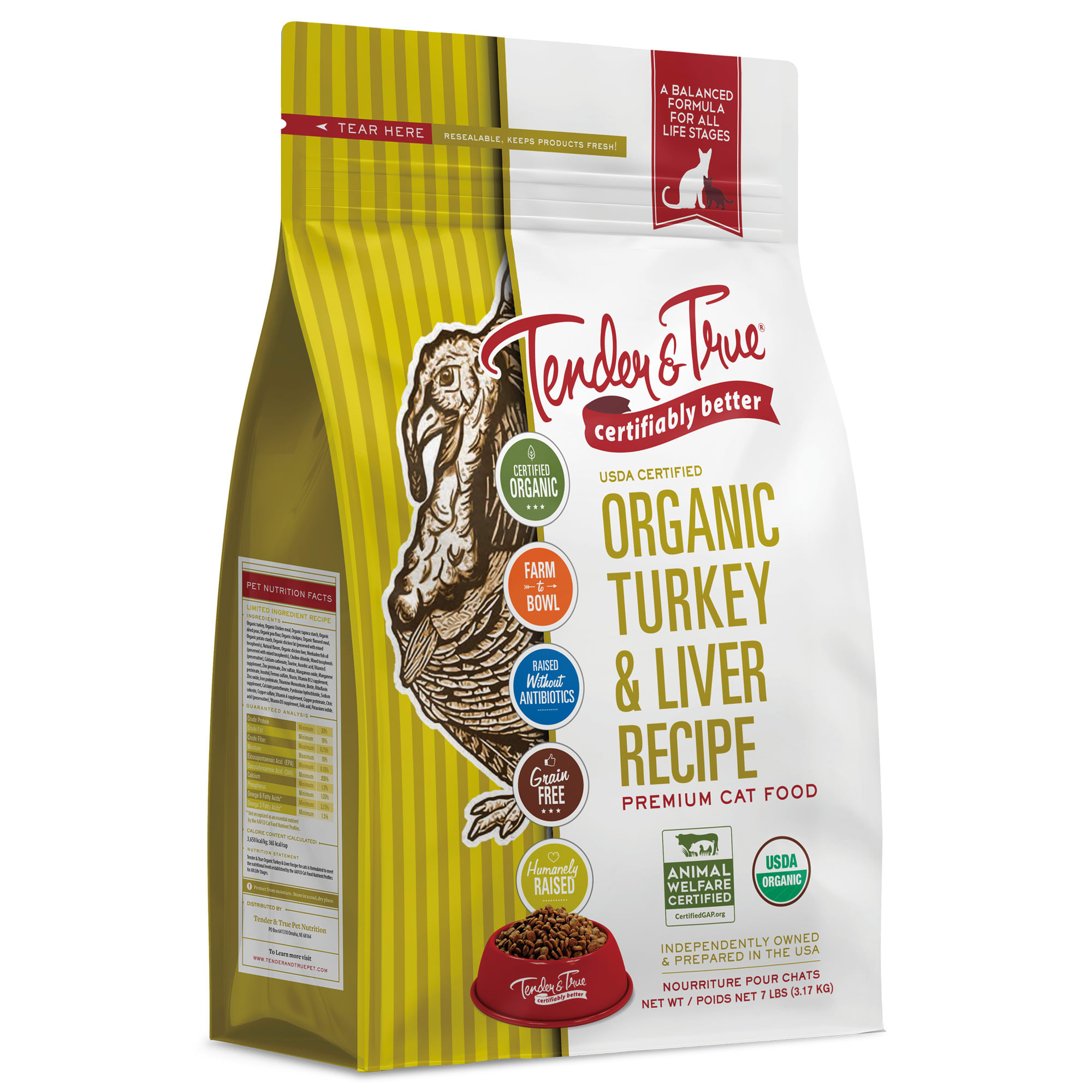 Tender & True Organic Turkey & Liver Cat Food 7 lbs