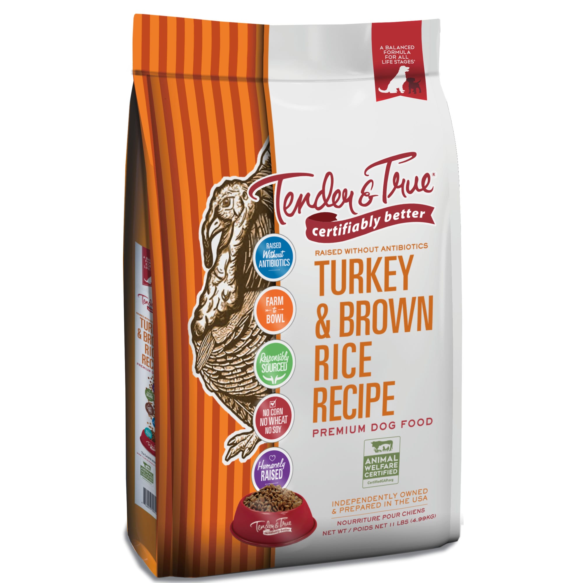 Tender & True Turkey & Brown Rice All Life Stages Dog Food 11 Lbs