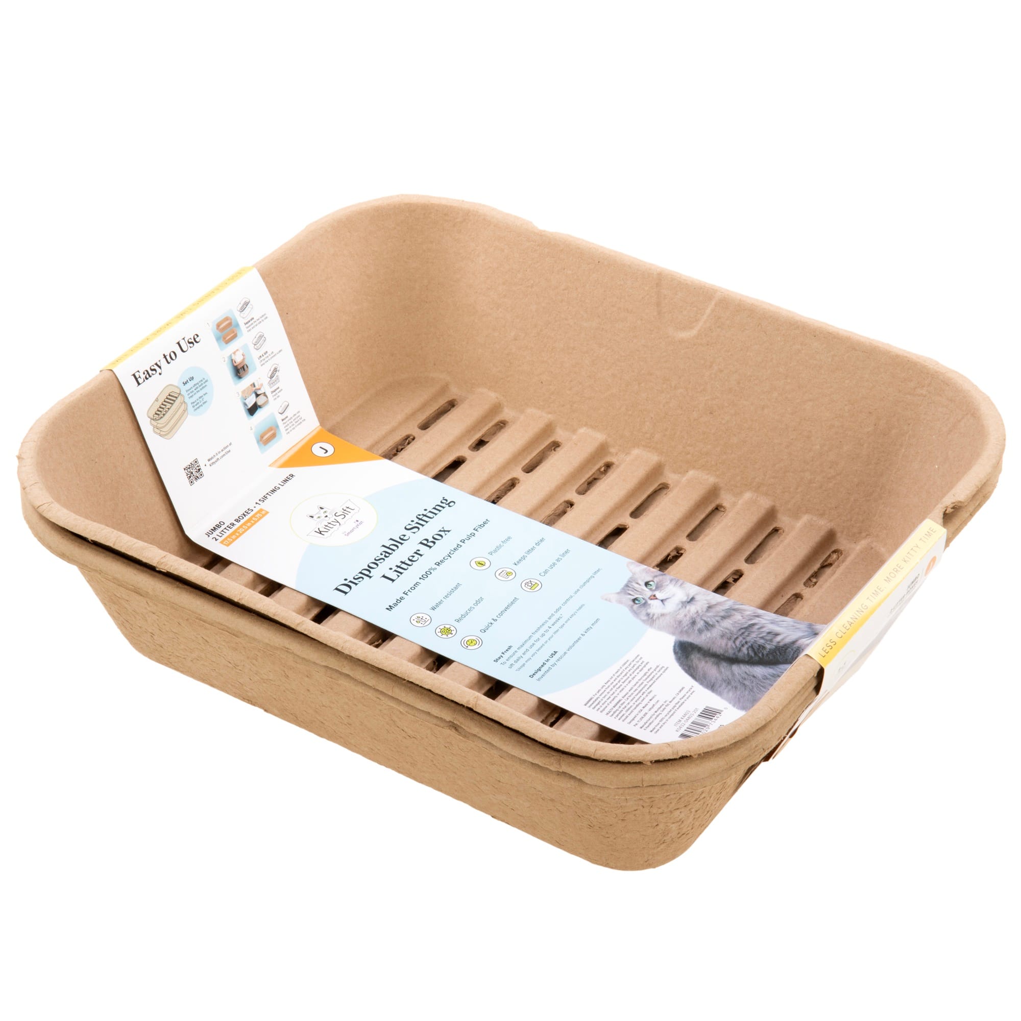 Kitty Sift Sustainable, Clean, Sifting, Disposable Cat Litter Box, Jumbo,  Pack of 2 | Petco