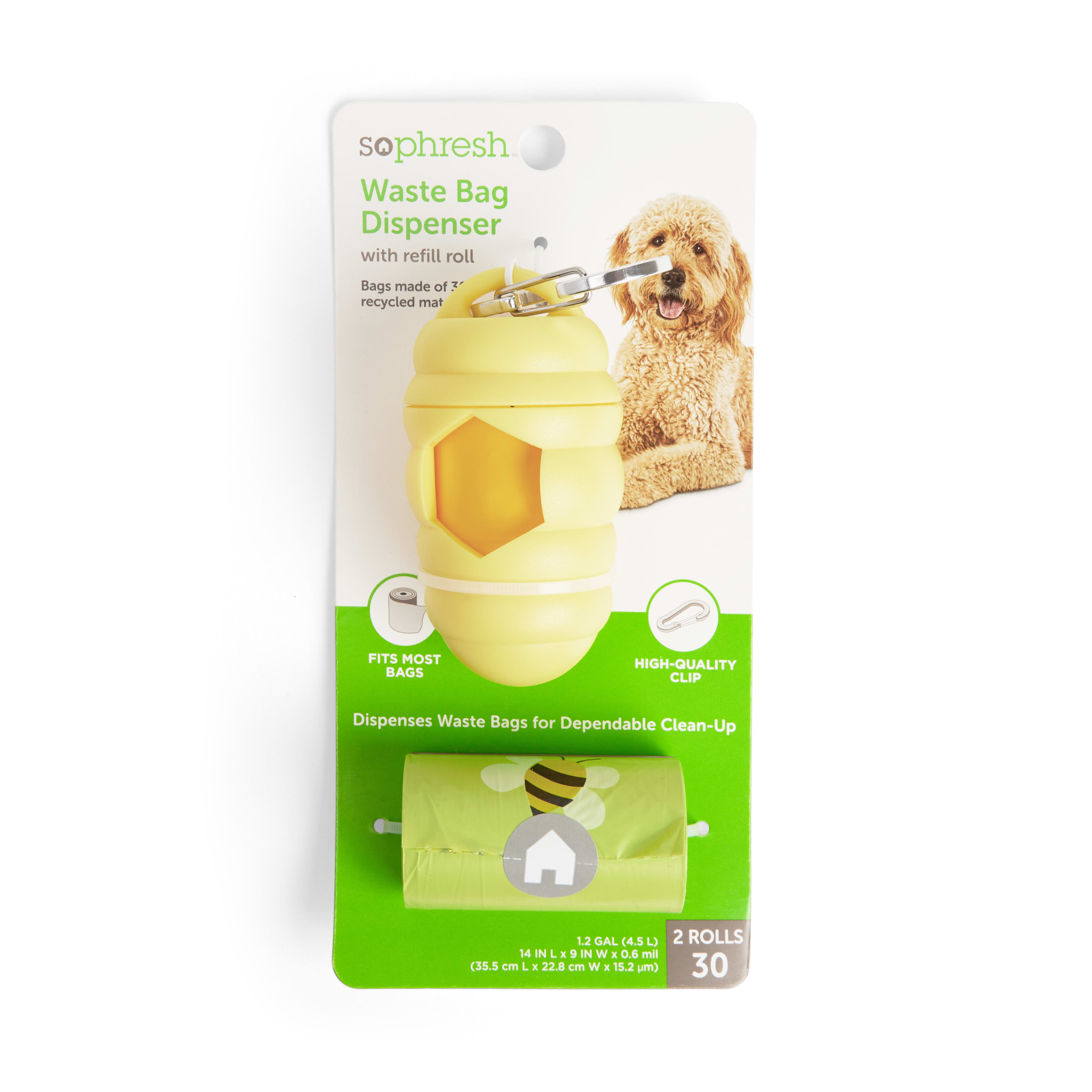 So Phresh Honeycomb Waste Bag Dispenser with Refill Rolls for Dogs