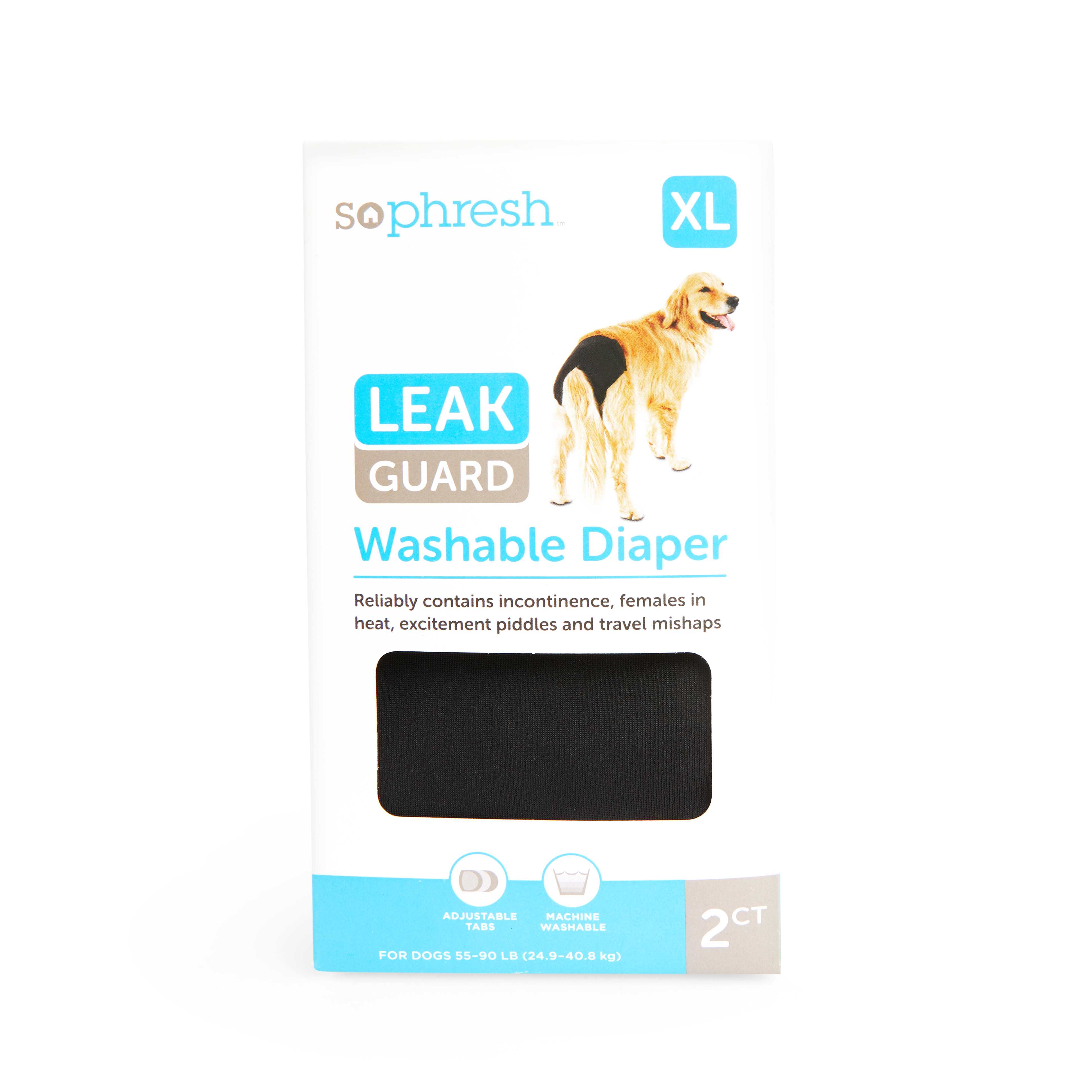 So Phresh Washable Leak Guard Diaper for Dogs Small Pack of 2