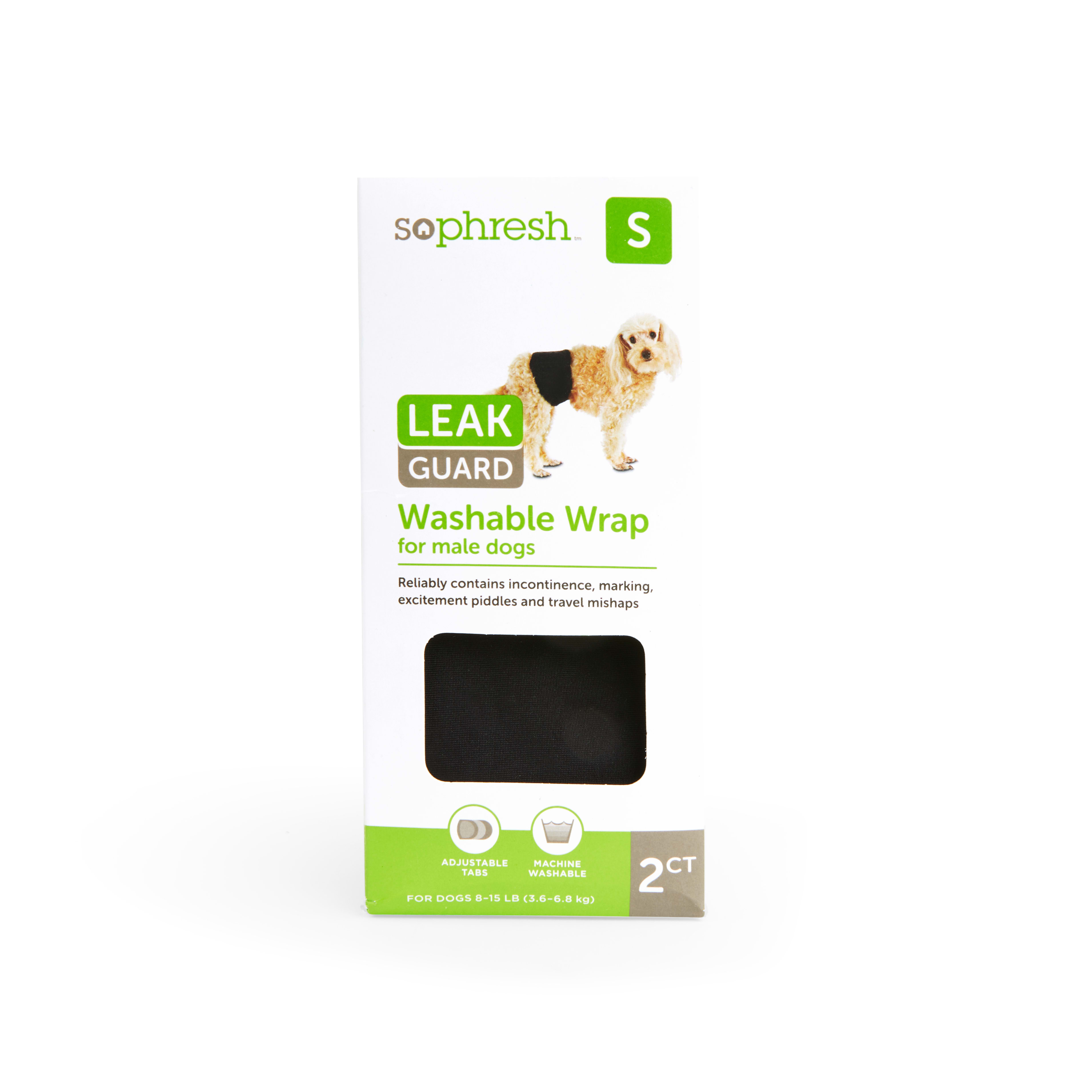 So Phresh Washable Leak Guard Wrap for Male Dogs Small Pack of 2