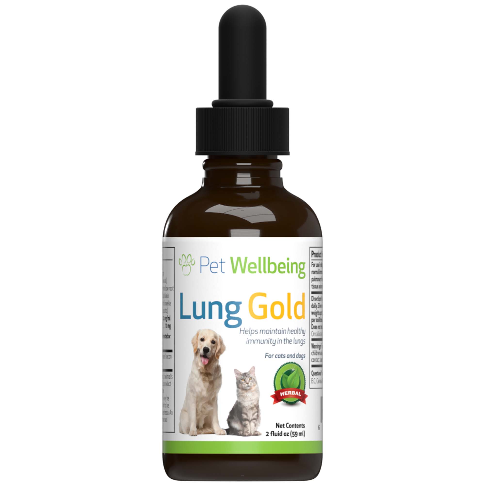 Pet Wellbeing Lung Gold Natural Dog Immune Booster for Lung Infections  Supplement, 2 fl. oz.