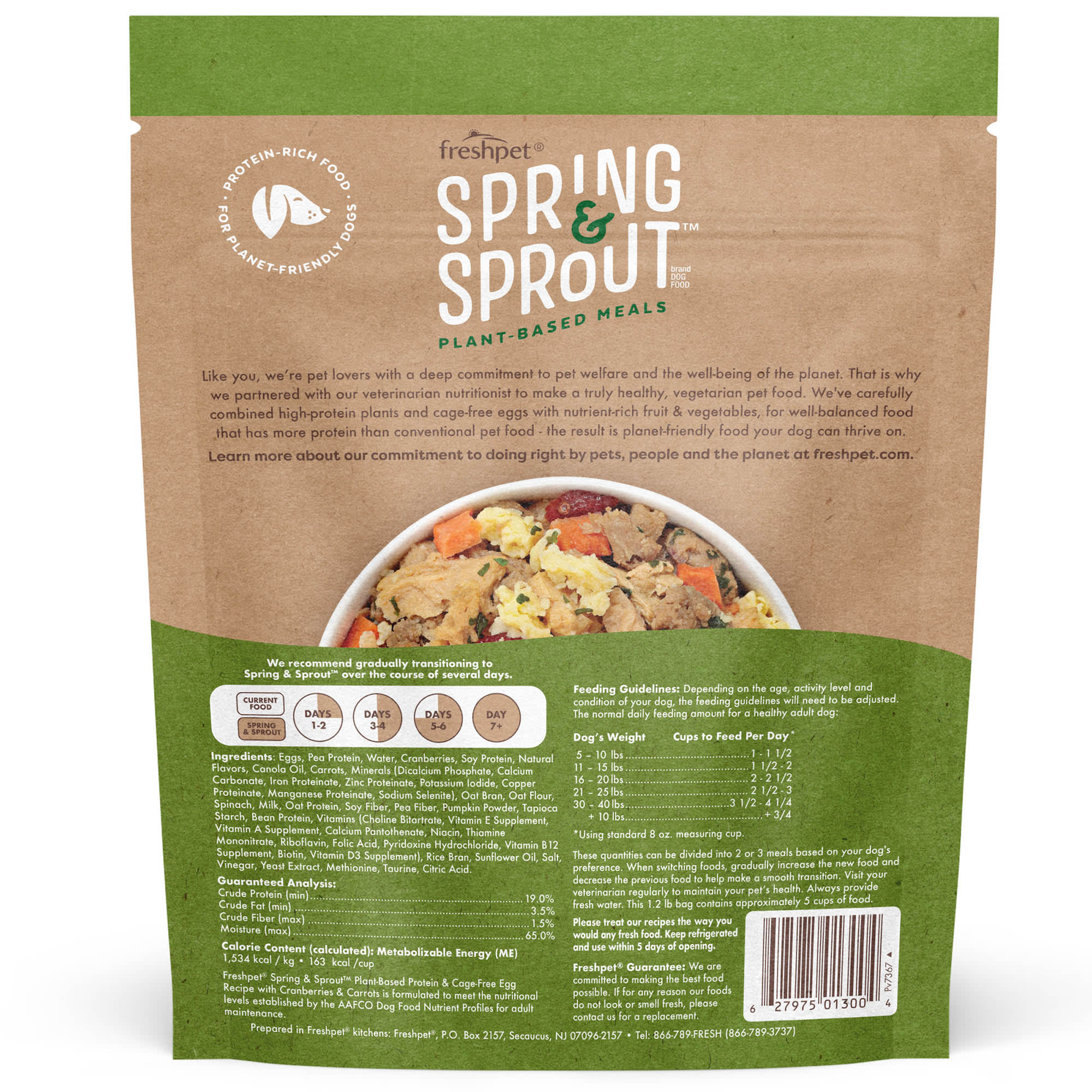 Freshpet Spring and Sprout Plant Based Protein Cage Free Egg Dry Food for Dogs 1.2 lbs