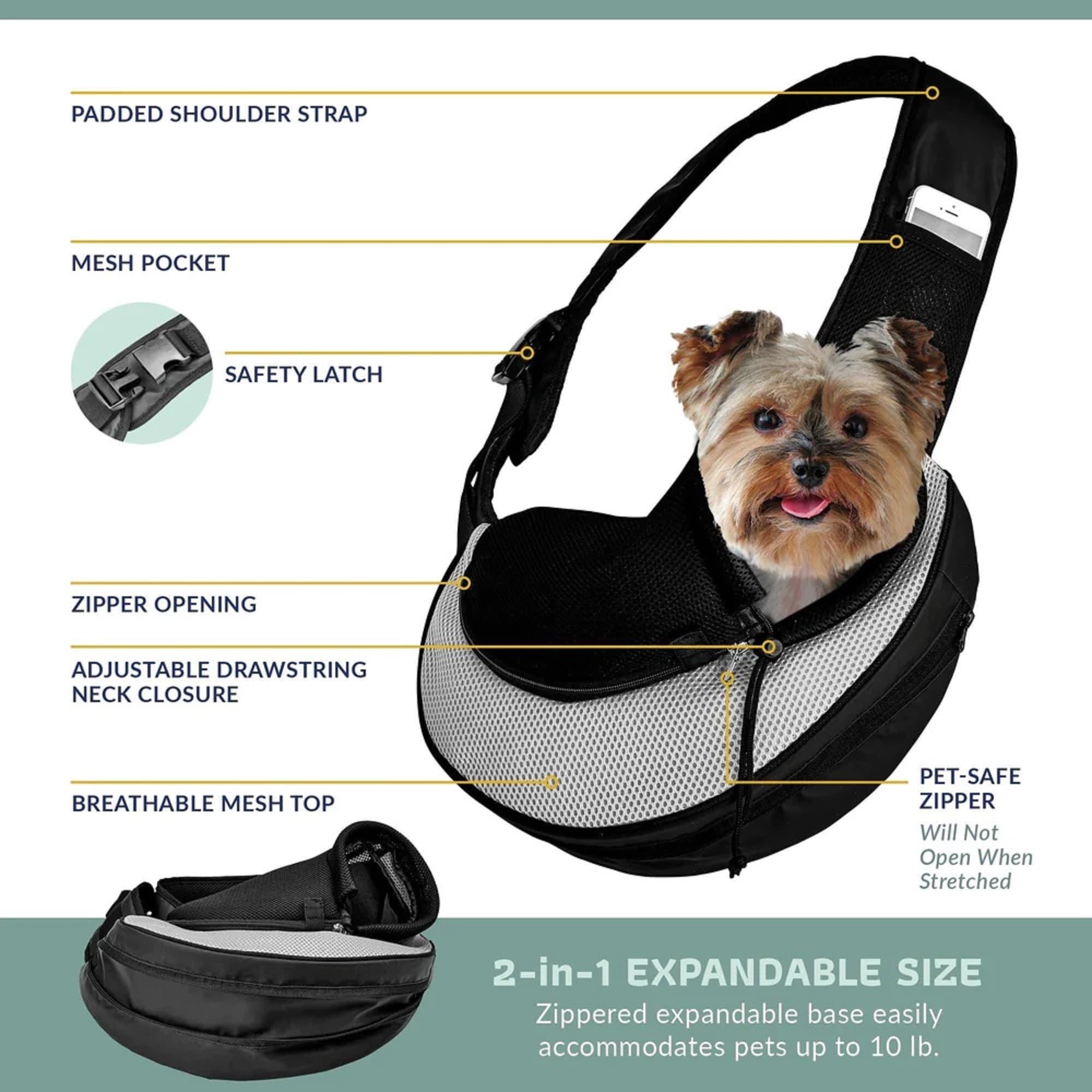 Tucker Murphy Pet Katziela Expandable Pet Carrier Sling Bag