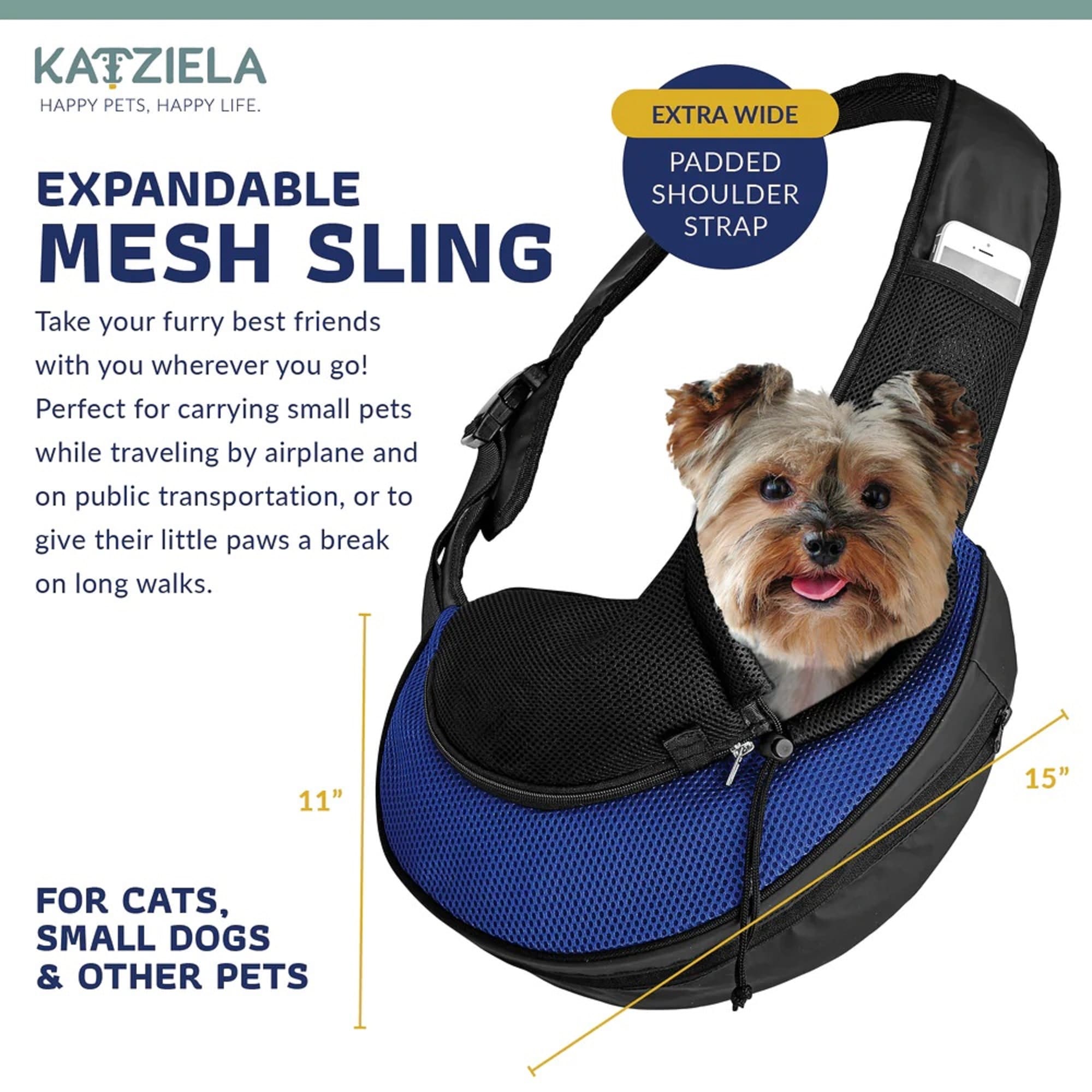 Katziela Expandable Sling Blue Pet Carrier 14