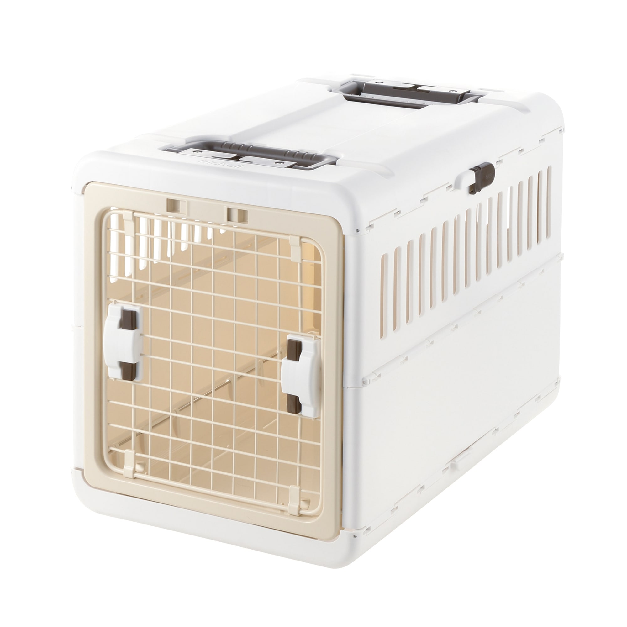 Portable White Aluminum Collapsible Single Dog Crate Box Folding Pet Carrier