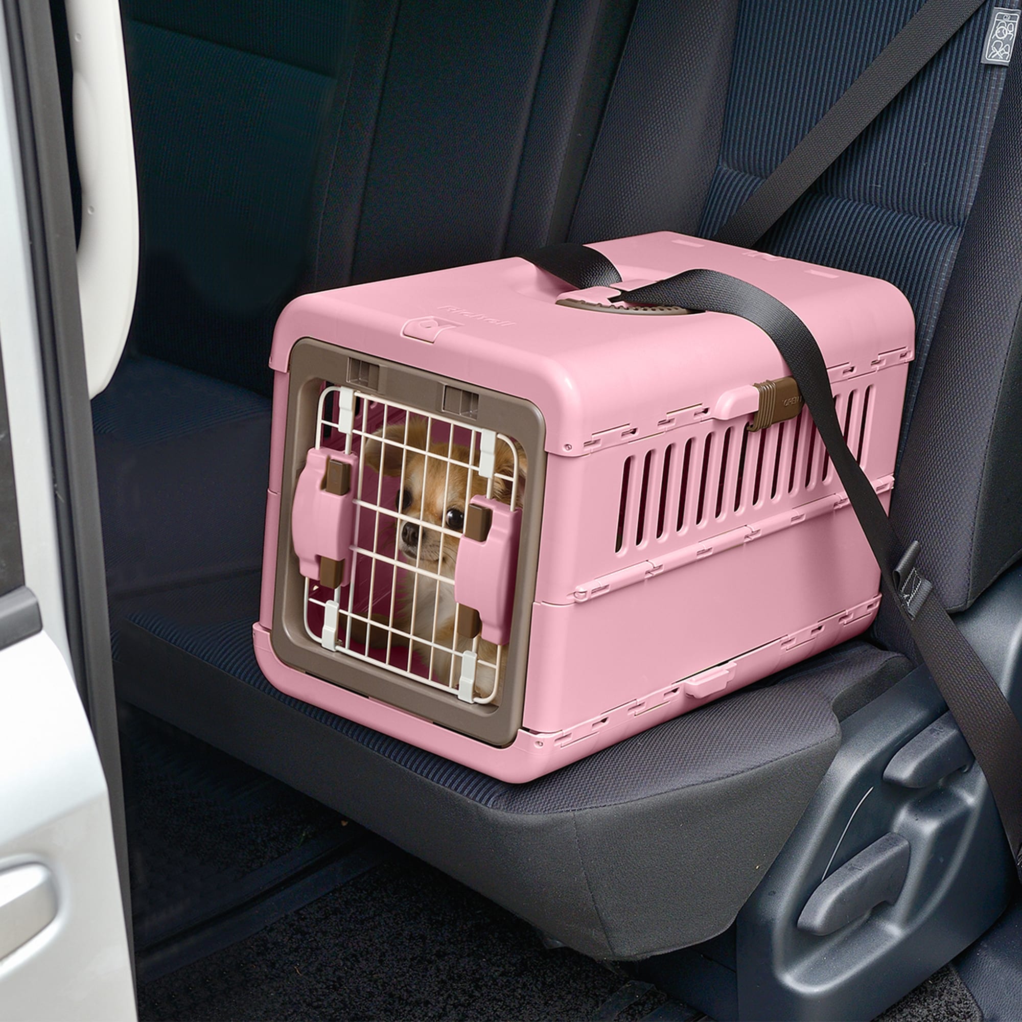 Richell Pink/Brown Pet Travel Carrier, 18.5 L X 12.4  W X 11.2 H