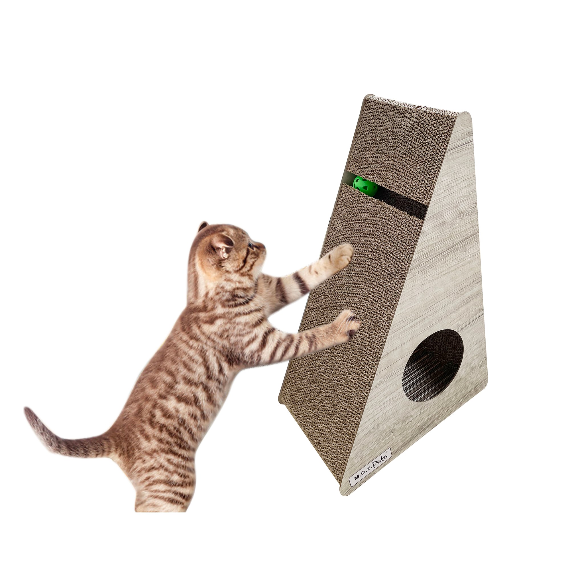 M.O.E. Pets Tall Wedge Shaped Scratcher with Ball Cat Toy 11