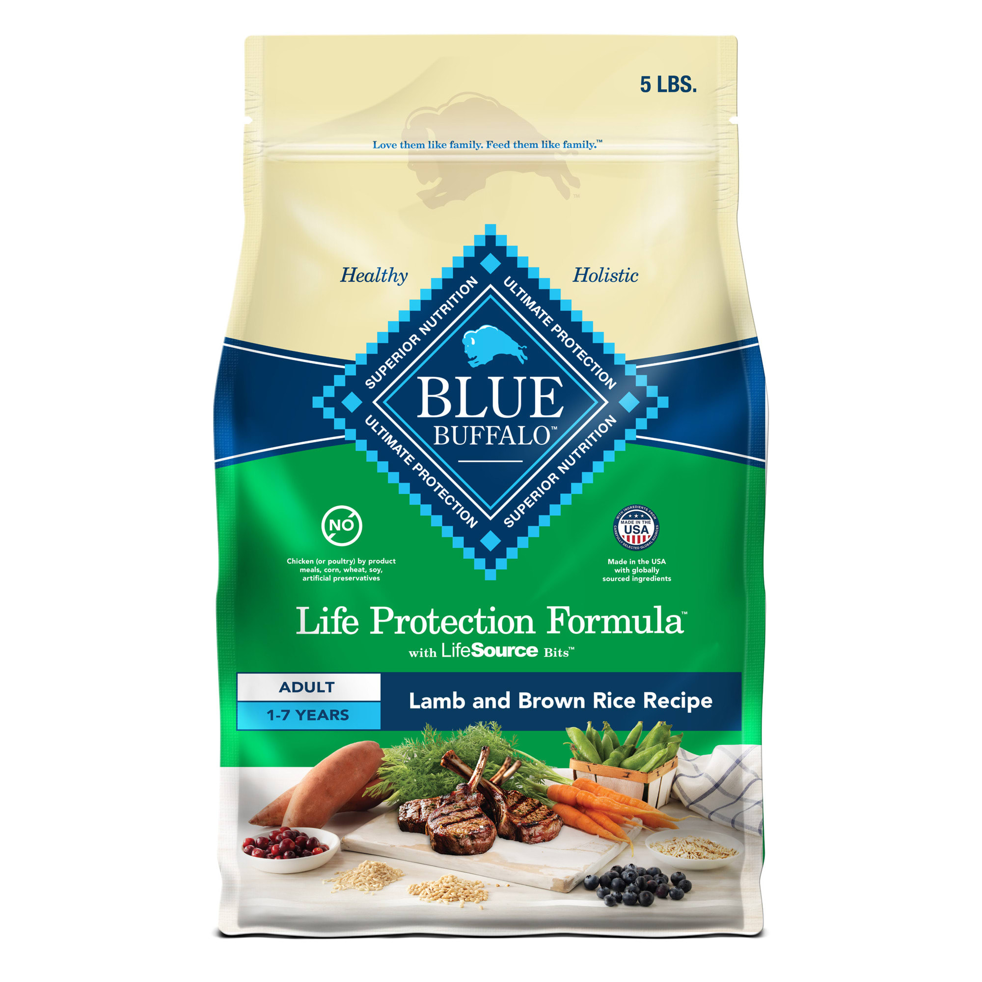 Blue Buffalo Life Protection Formula Natural Adult Lamb and Brown Rice Dry Dog Food 5 lbs