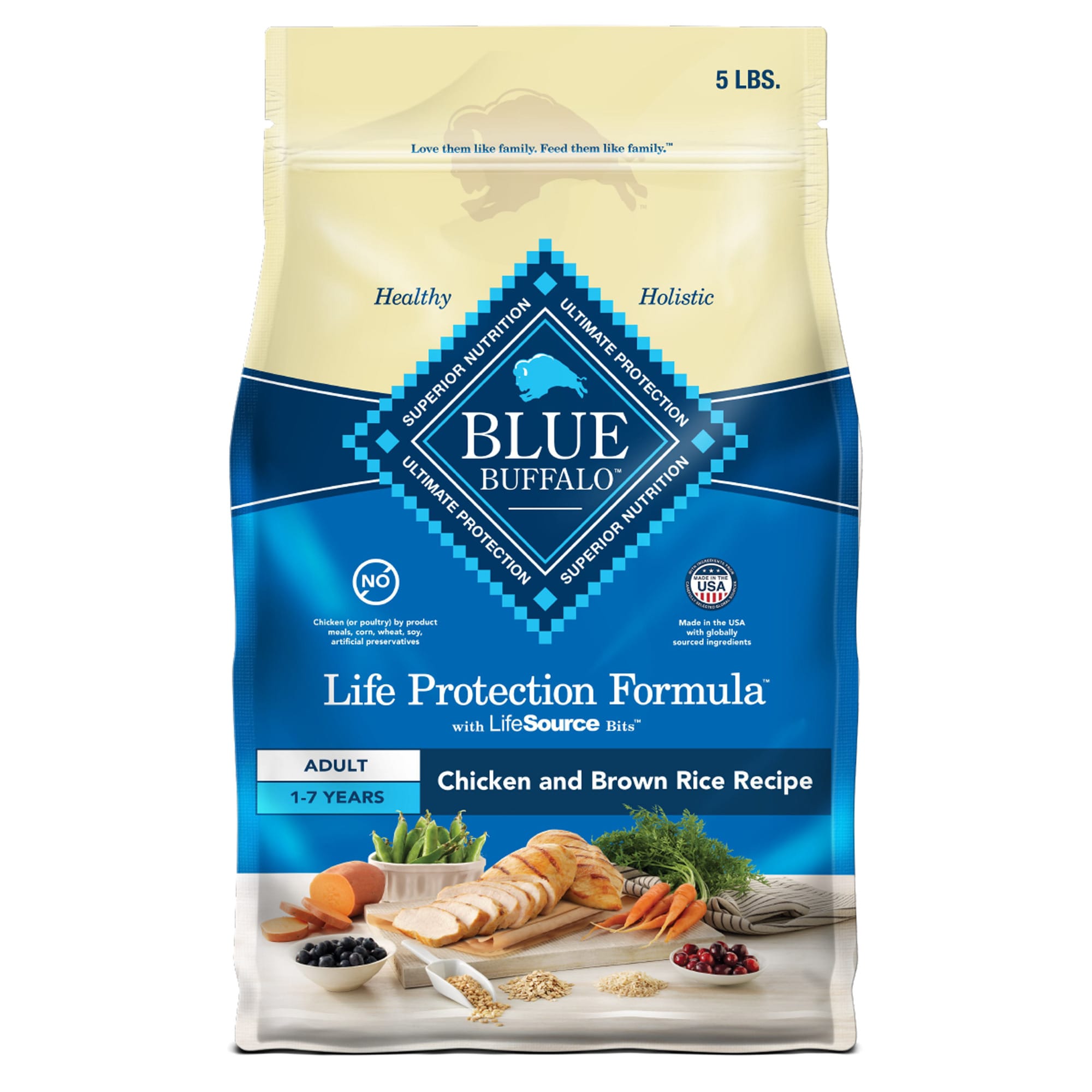 Blue Buffalo Blue Life Protection Formula Adult Chicken and Brown Rice Recipe Dry Dog Food 5 lbs